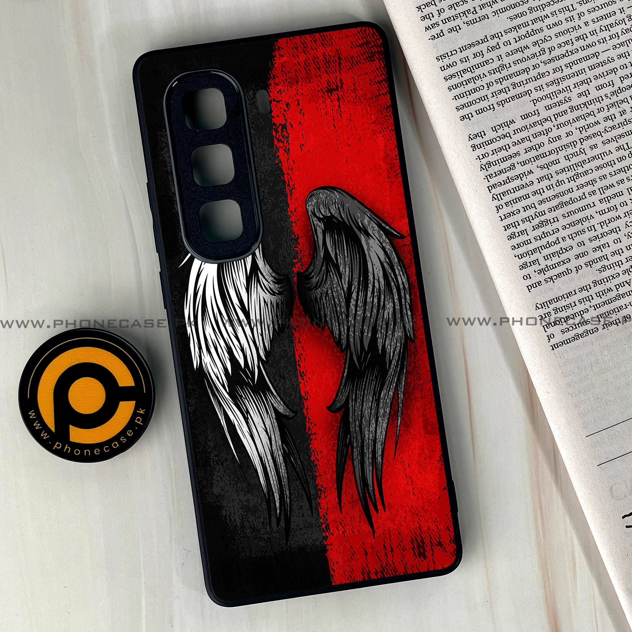 Infinix Hot 60i - Angel Wings 2.0 Series - Premium Metal Printed soft Bumper shock Proof Case