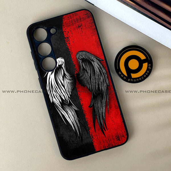 Samsung Galaxy S23 - Angel Wings 2.0 Design 10 - Premium Printed Glass soft Bumper shock Proof Case CS-14736