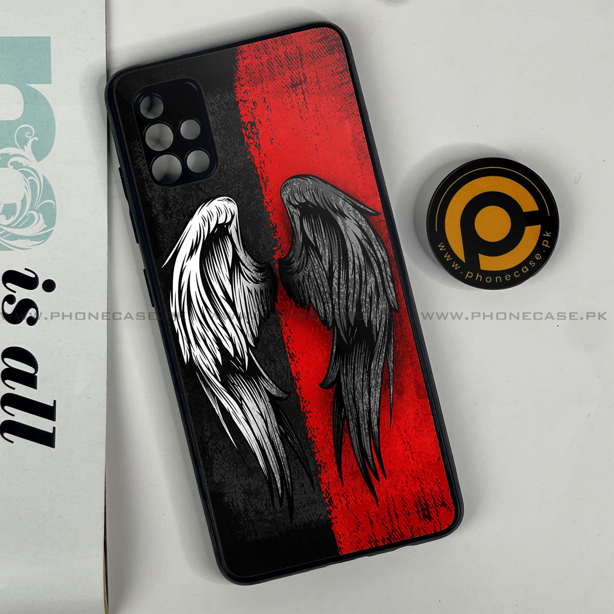 Samsung Galaxy A51 Angel Wings 2.0  Series Premium Printed Glass soft Bumper shock Proof Case