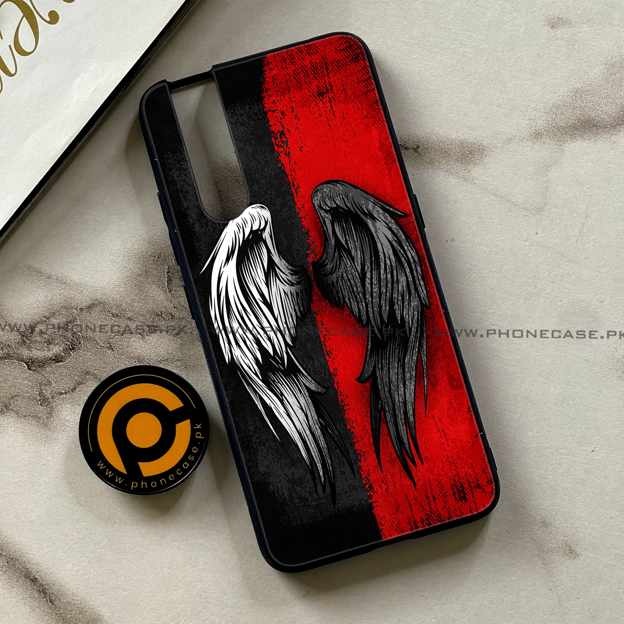 Vivo V15 Pro - Angel Wings 2.0 Series - Premium Printed Glass soft Bumper shock Proof Case