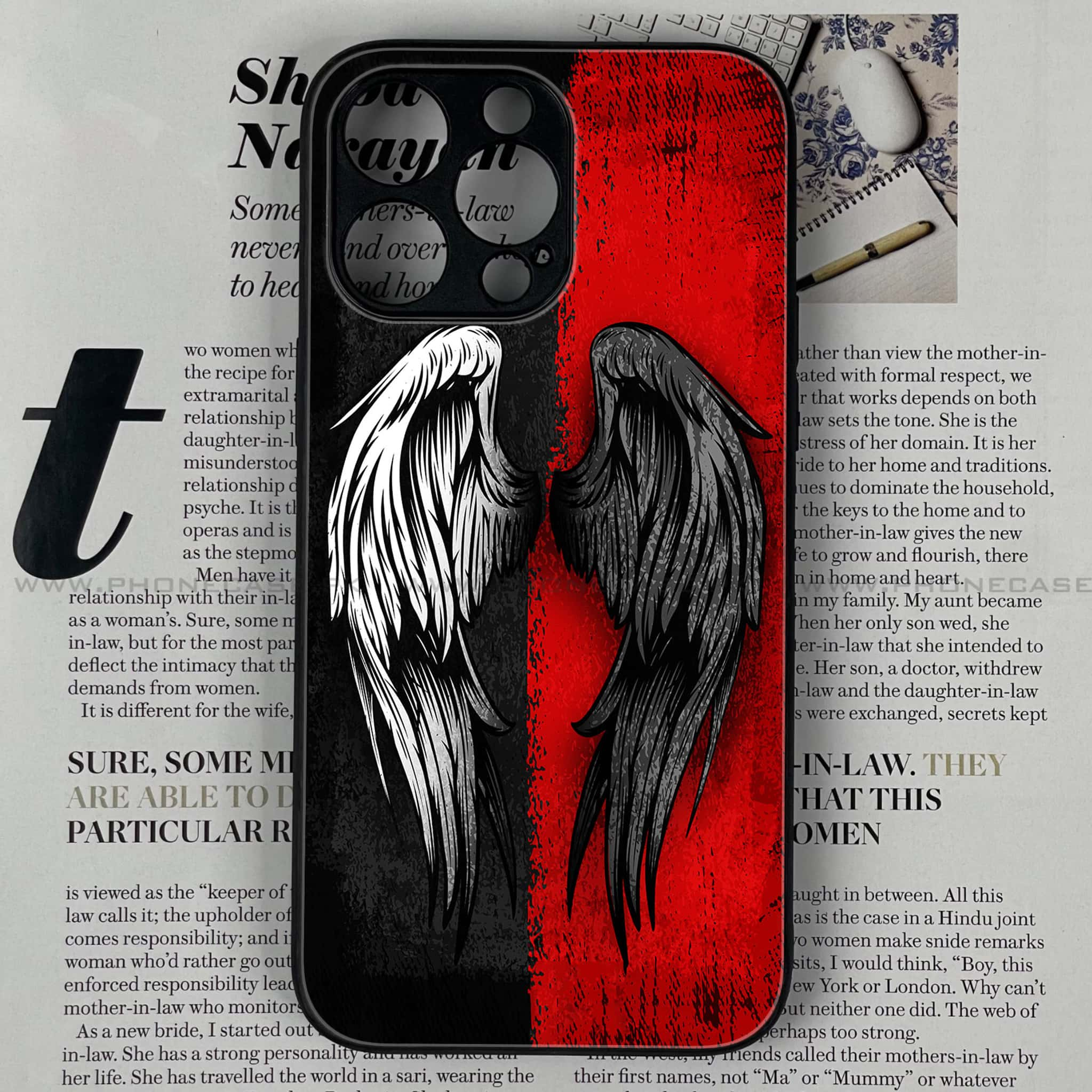 iPhone 14 Pro  - Angel Wings 2.0  Series - Premium Printed Glass soft Bumper shock Proof Case