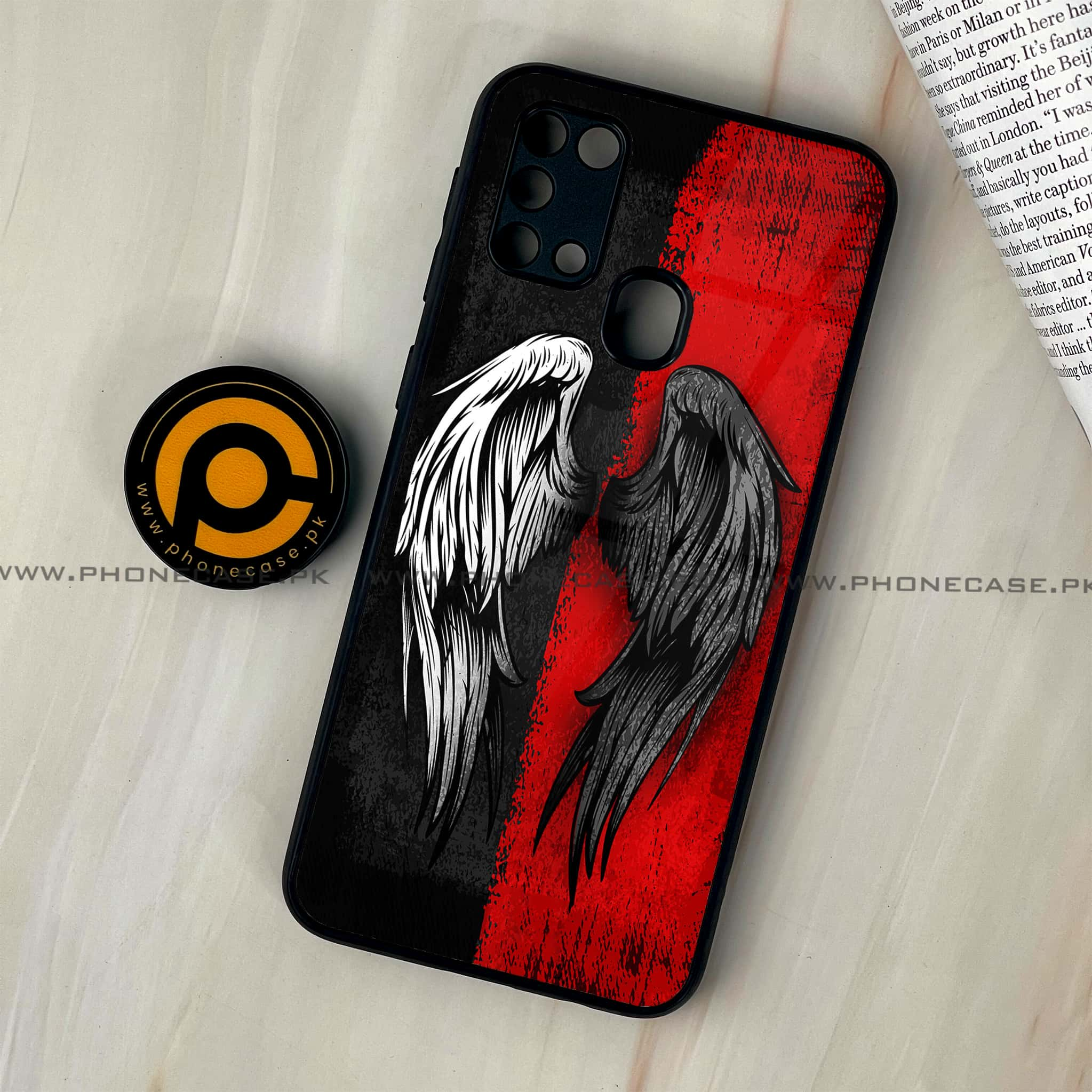 Galaxy M31 - Angel Wings 2.0 Series - Premium Printed Glass soft Bumper shock Proof Case