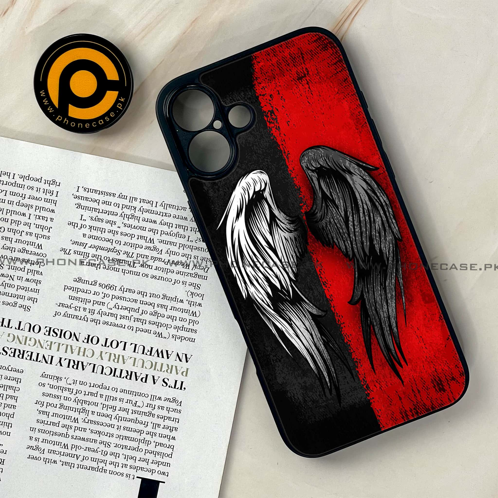 iPhone 16 - Angel Wings 2.0 Series - Premium Printed Glass soft Bumper shock Proof Case