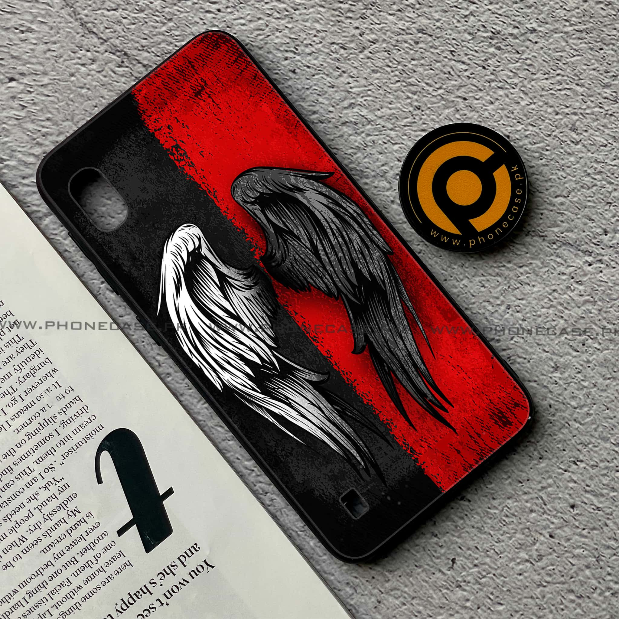 Samsung Galaxy A10 - Angel Wings 2.0 Series - Premium Printed Glass soft Bumper shock Proof Case