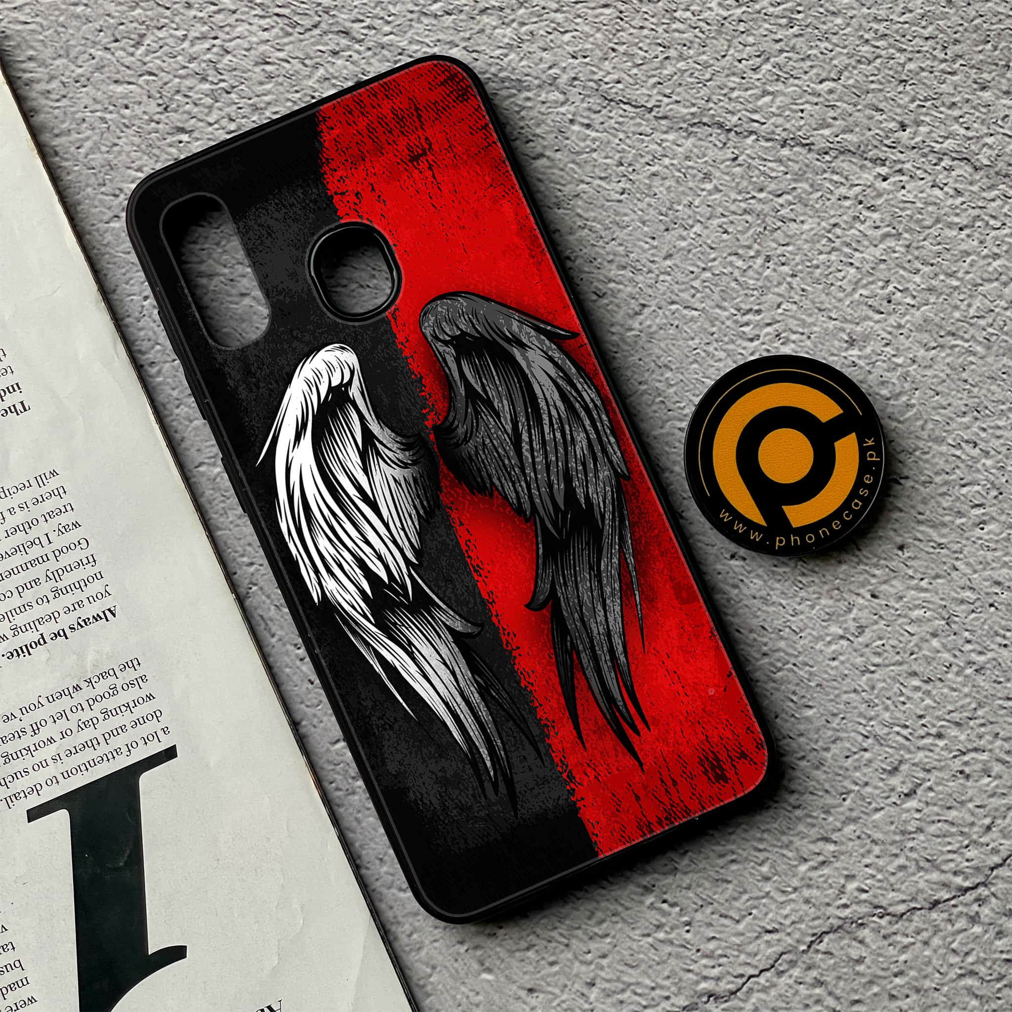 Galaxy A20/A30 - Angel Wings 2.0 Series - Premium Printed Glass soft Bumper shock Proof Case