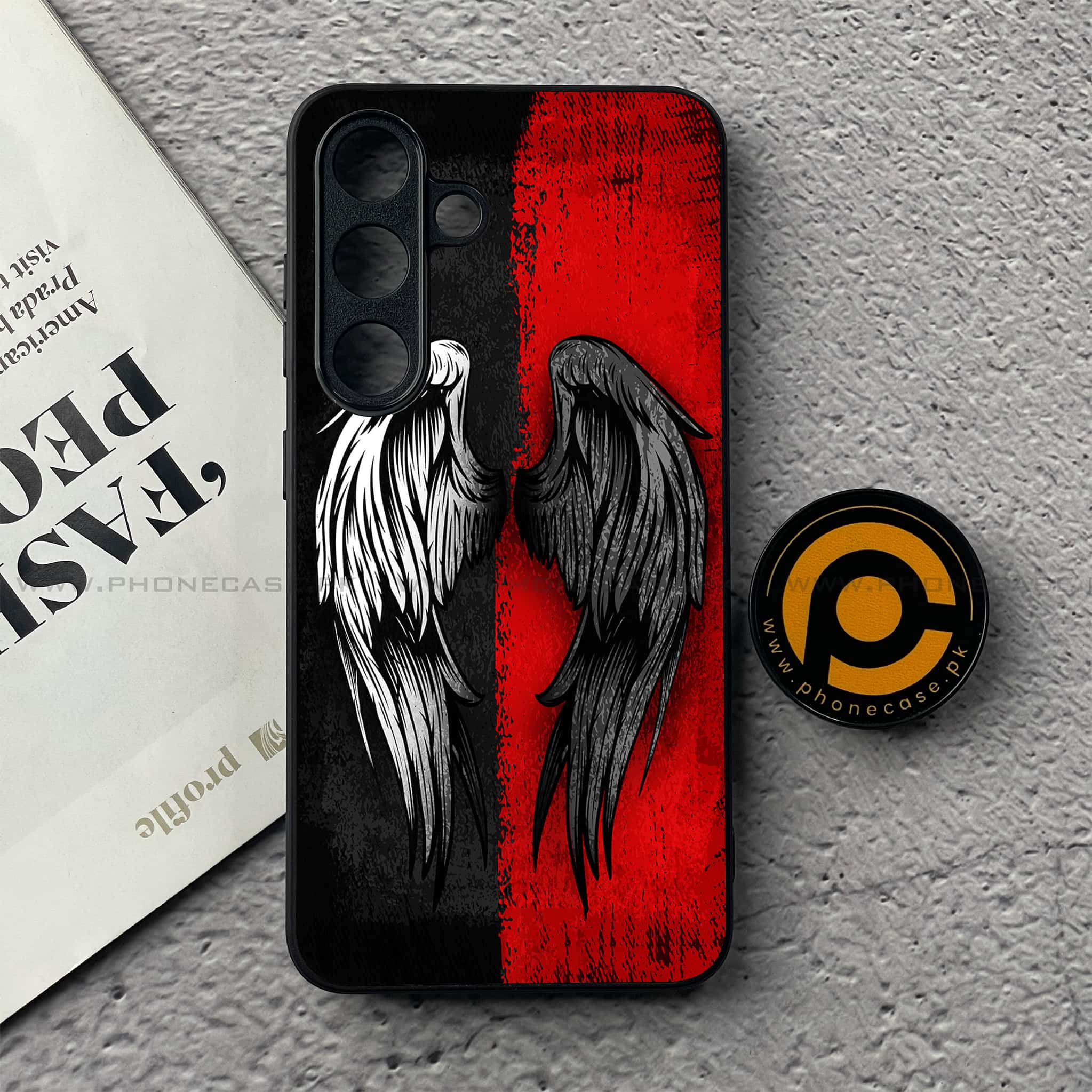 Samsung Galaxy S25 FE - Angel Wings 2.0 Series - Premium Metal Printed soft Bumper shock Proof Case
