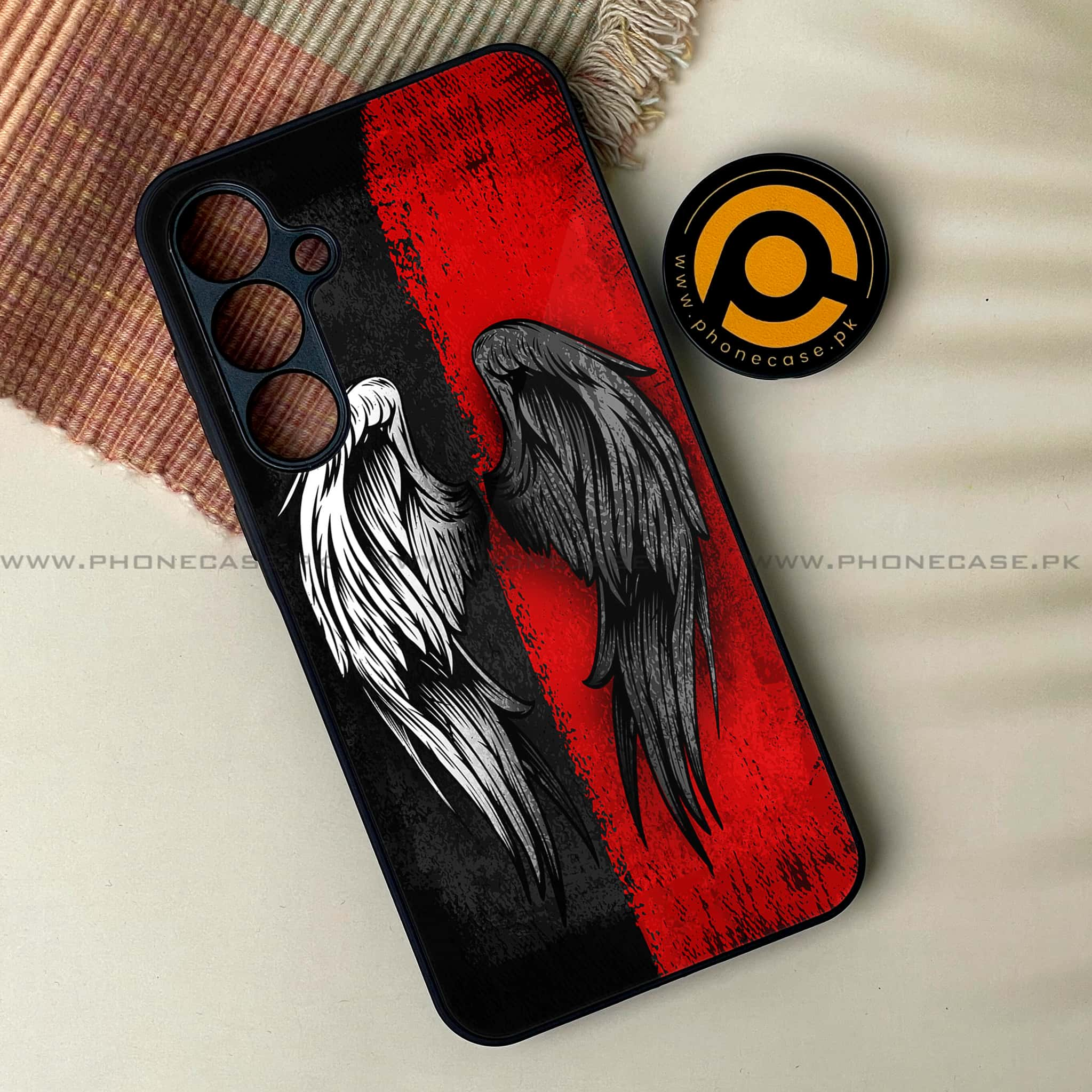 Samsung Galaxy M54 - Angel Wings 2.0 Series - Premium Printed Glass soft Bumper shock Proof Case