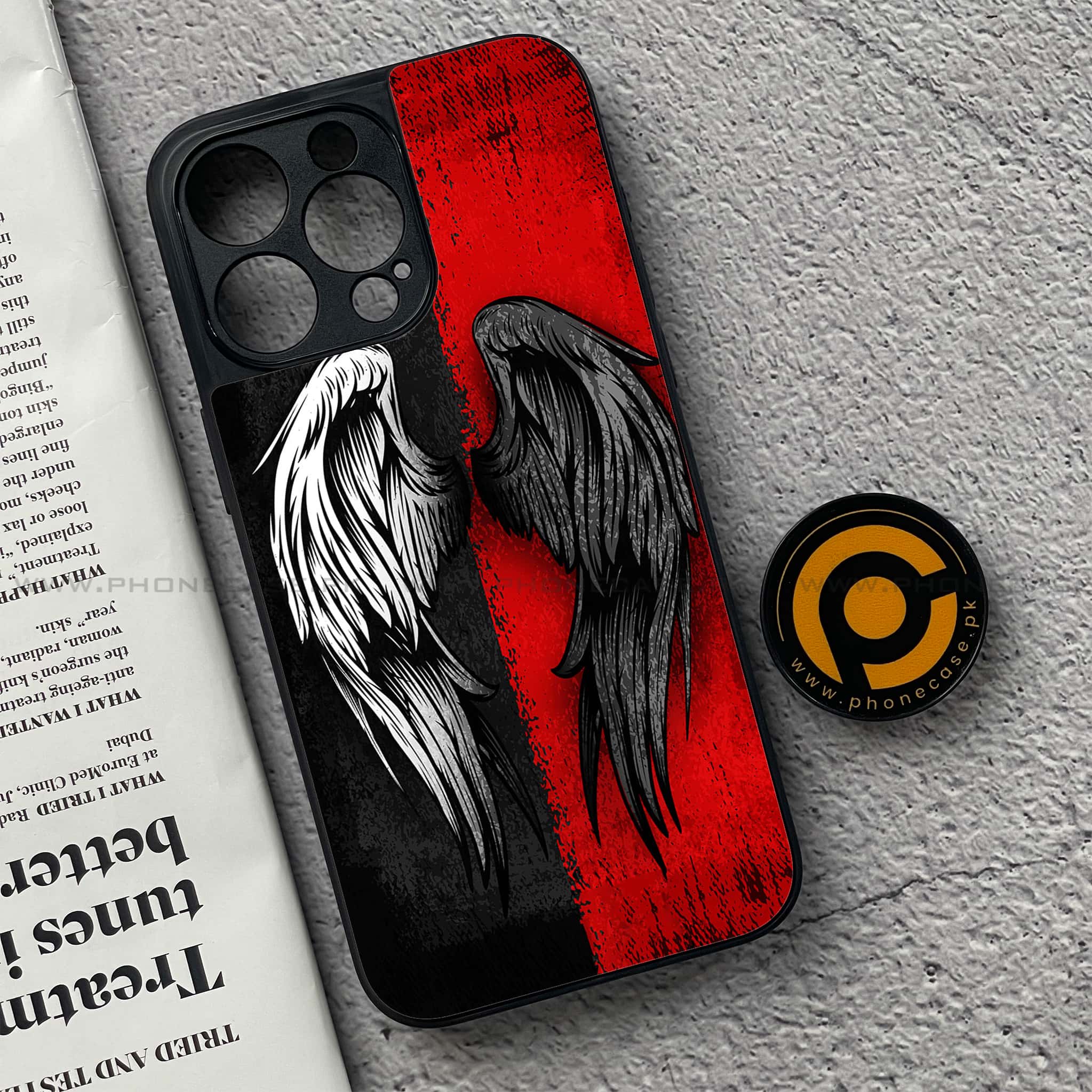 iPhone 15 Pro - Angel Wings 2.0 Series - Premium Printed Glass soft Bumper shock Proof Case