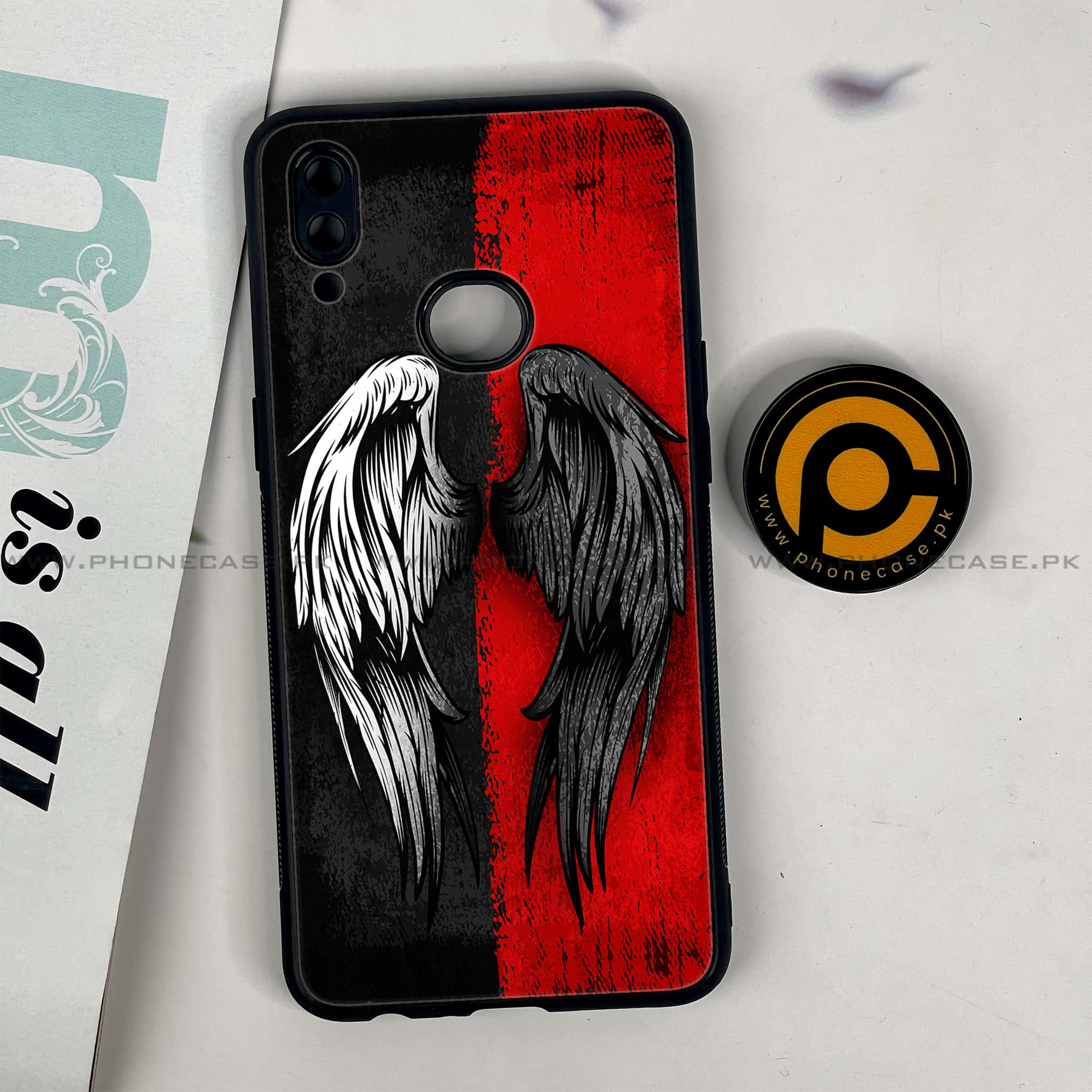 Galaxy A10s - Angel Wings 2.0 Series - Premium Printed Glass soft Bumper shock Proof Case