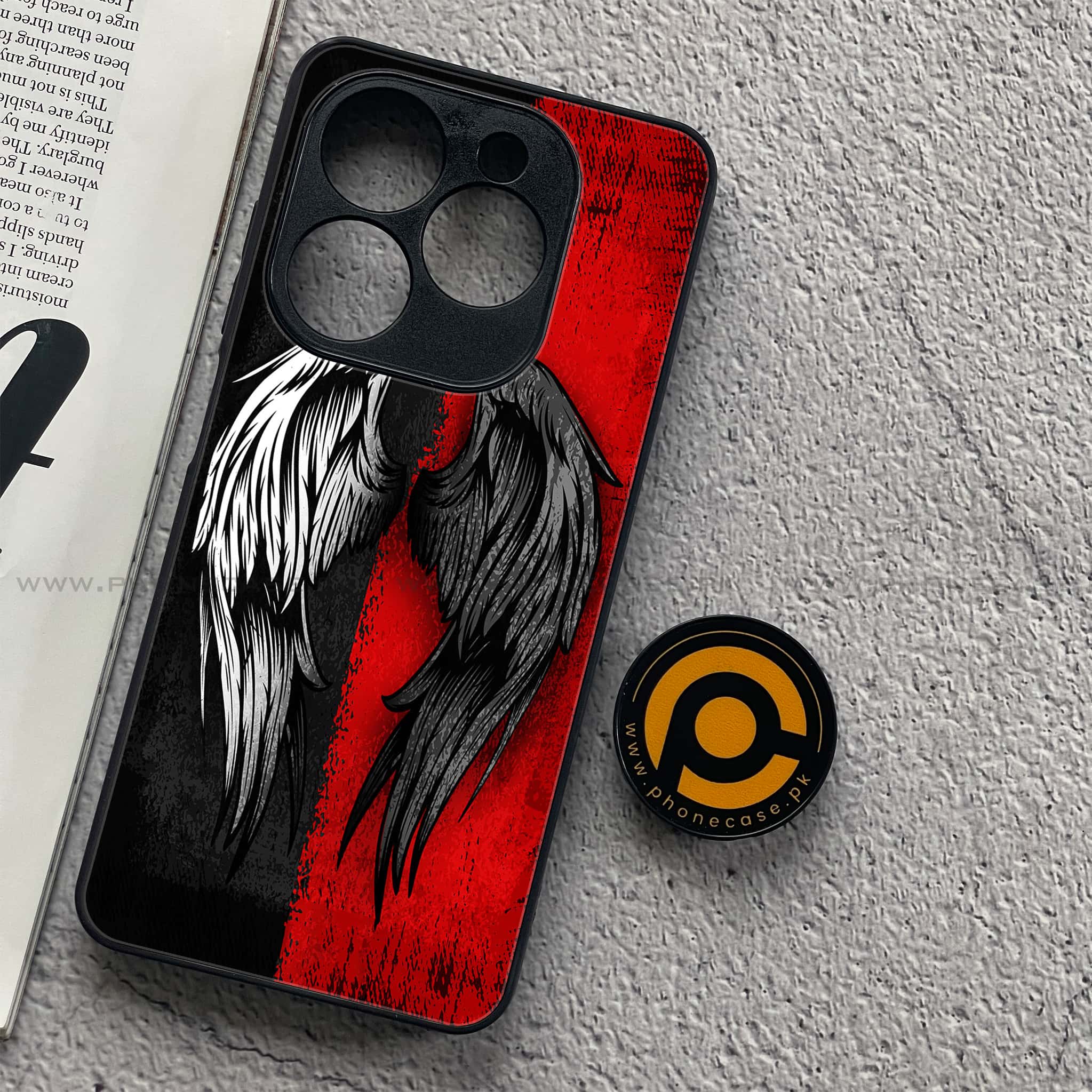 Tecno Spark 20C - Angel Wings 2.0 Series - Premium Printed Glass soft Bumper shock Proof Case
