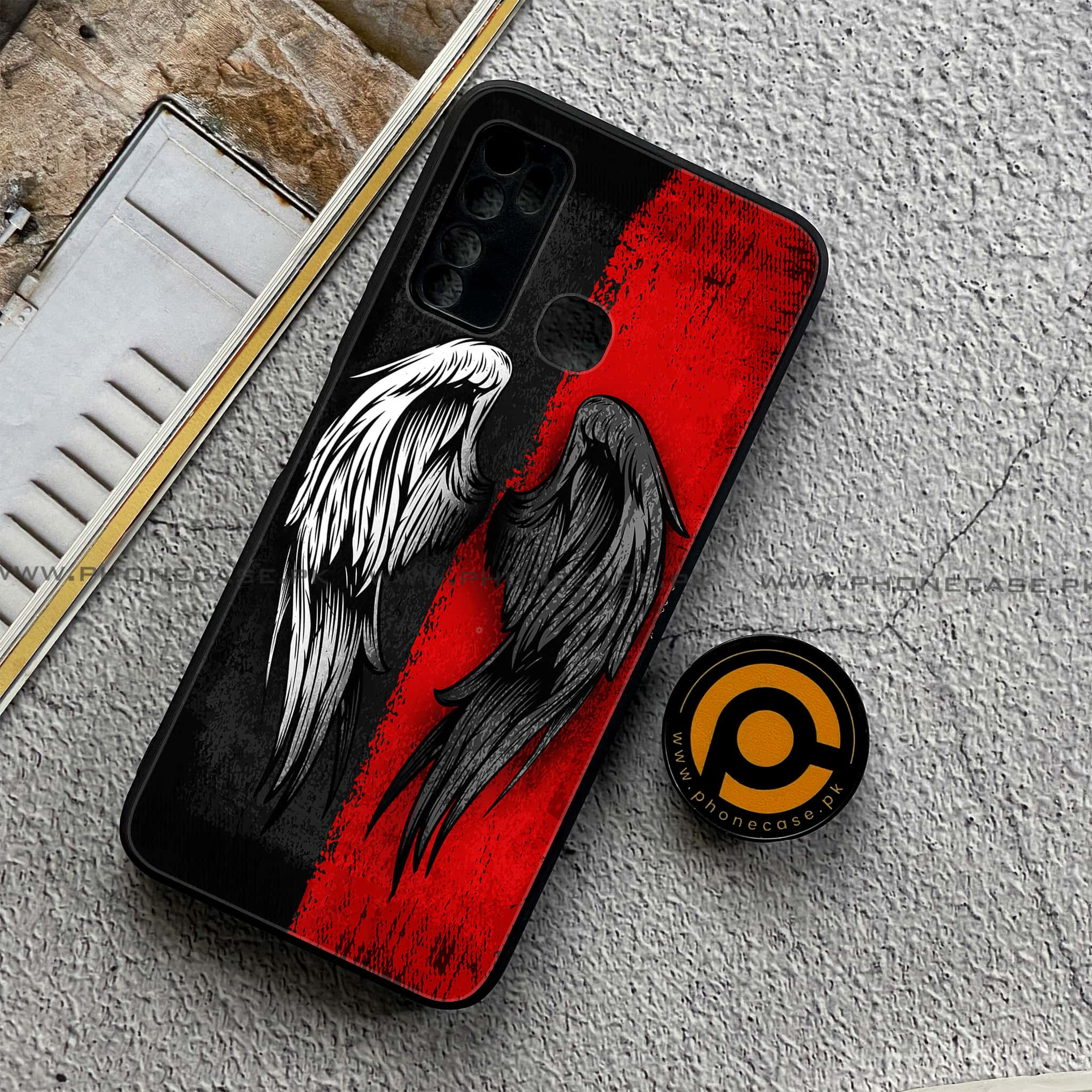 Infinix Note 7 Lite - Angel Wings 2.0 Series - Premium Printed Metal soft Bumper shock Proof Case