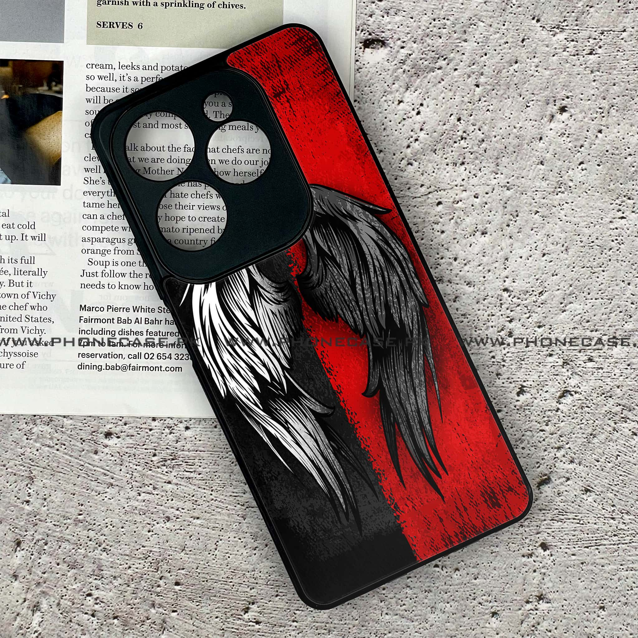 Infinix Hot 40 - Angel Wings 2.0 Series - Premium Printed Glass soft Bumper shock Proof Case