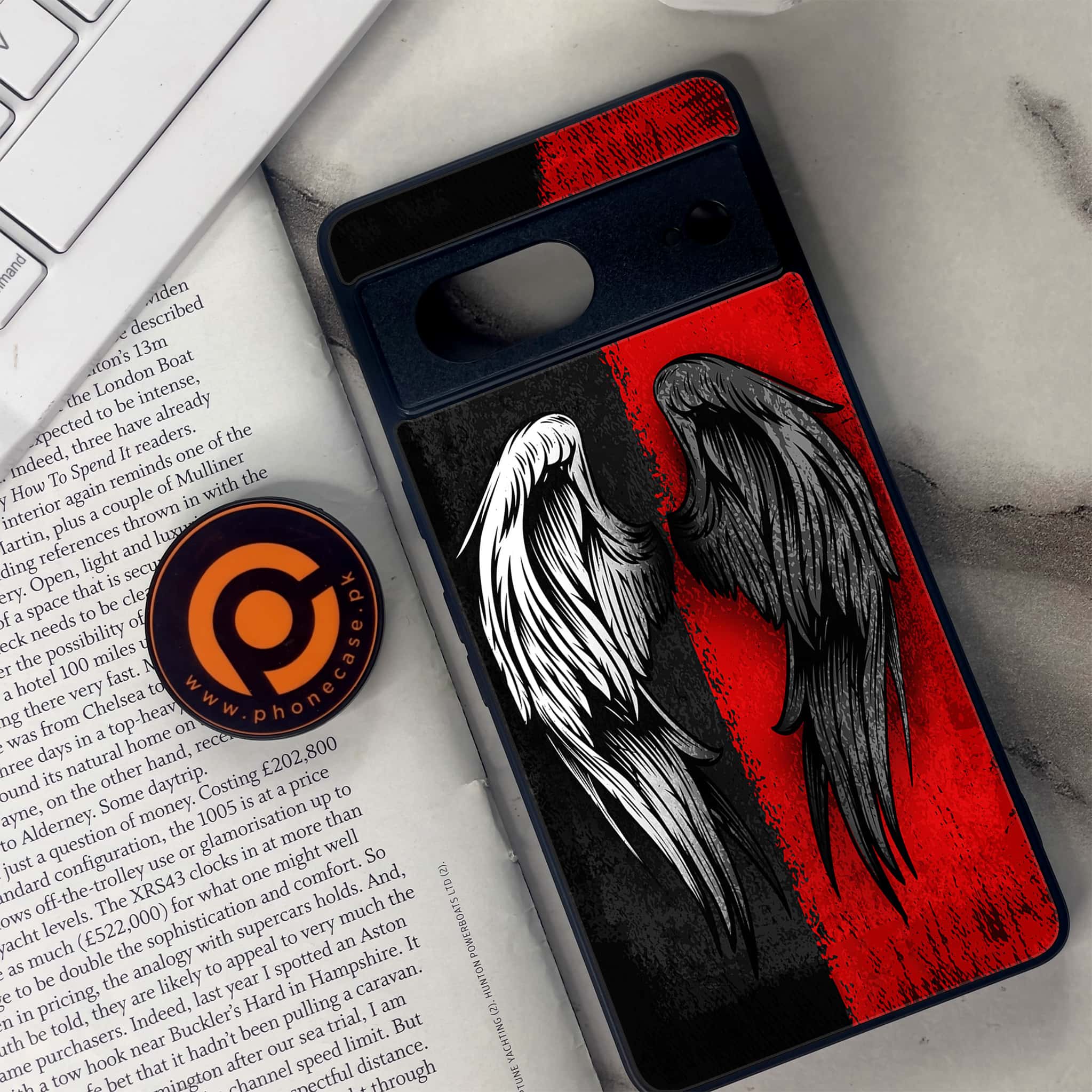 Google Pixel 7 - Angel Wings 2.0 Series - Premium Metal Printed soft Bumper Shock Proof Case
