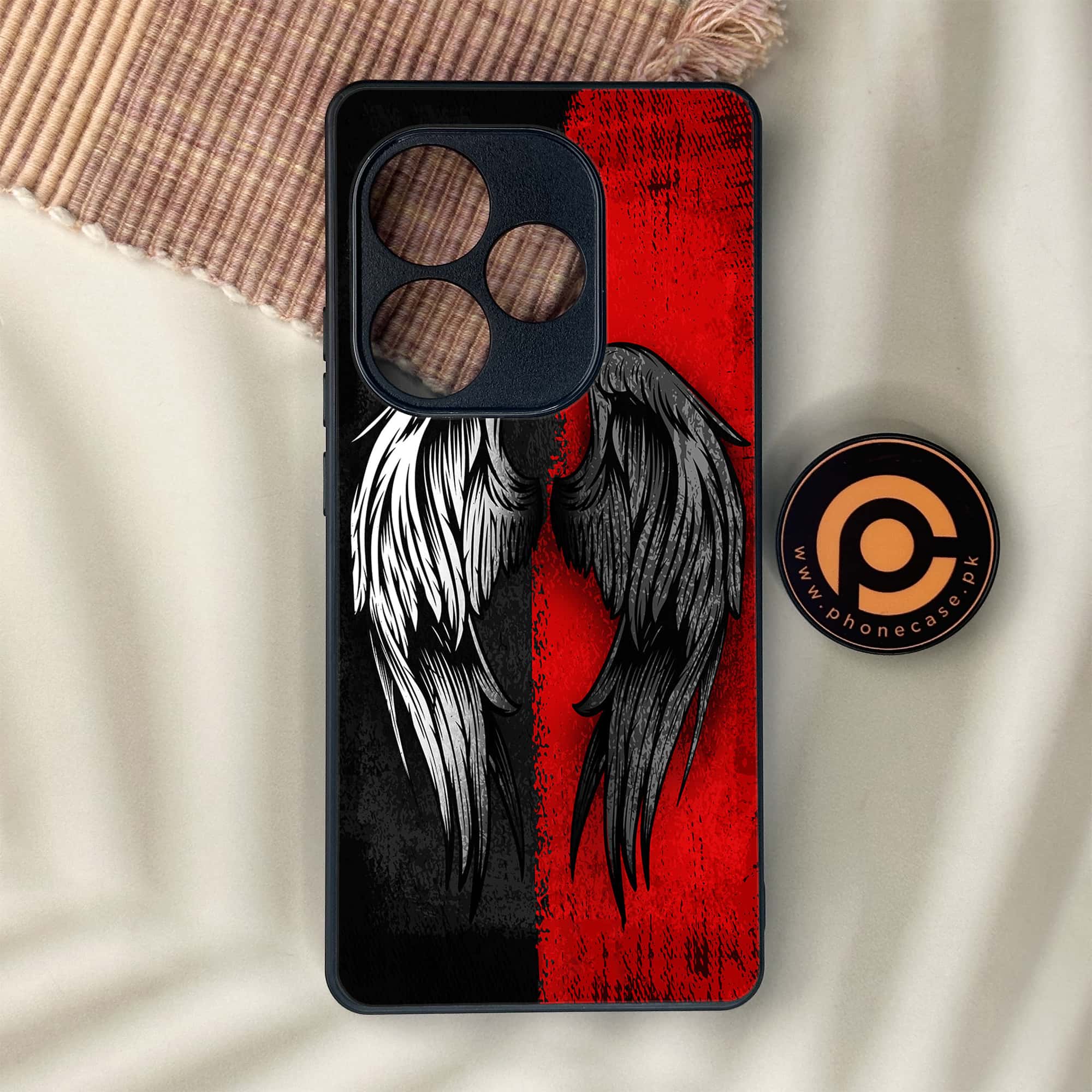 Realme GT 6 - Angel Wings 2.0 Series - Premium Metal Printed soft Bumper shock Proof Case