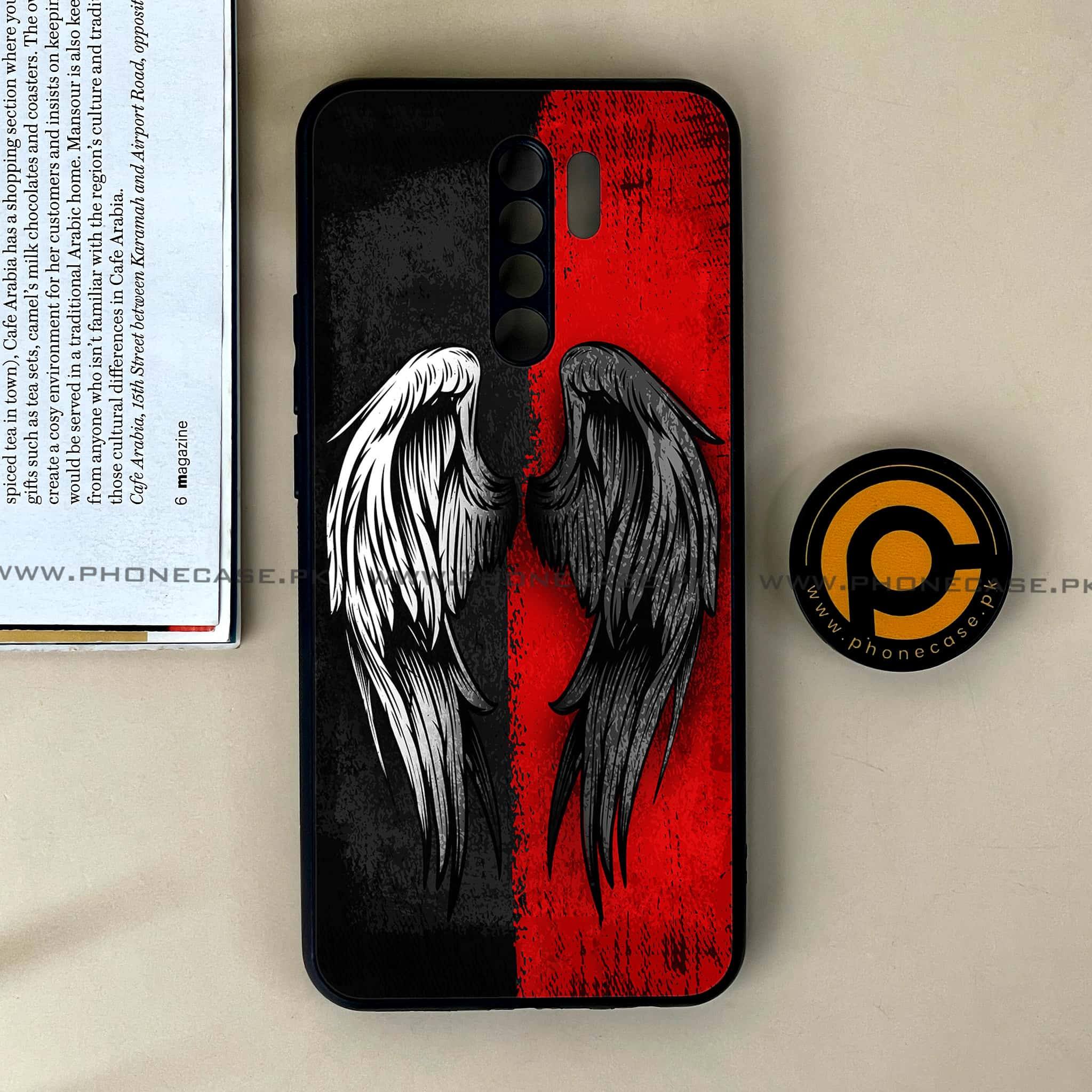 Xiaomi Redmi 9 - Angel Wings 2.0 Series - Premium Printed Glass soft Bumper shock Proof Case