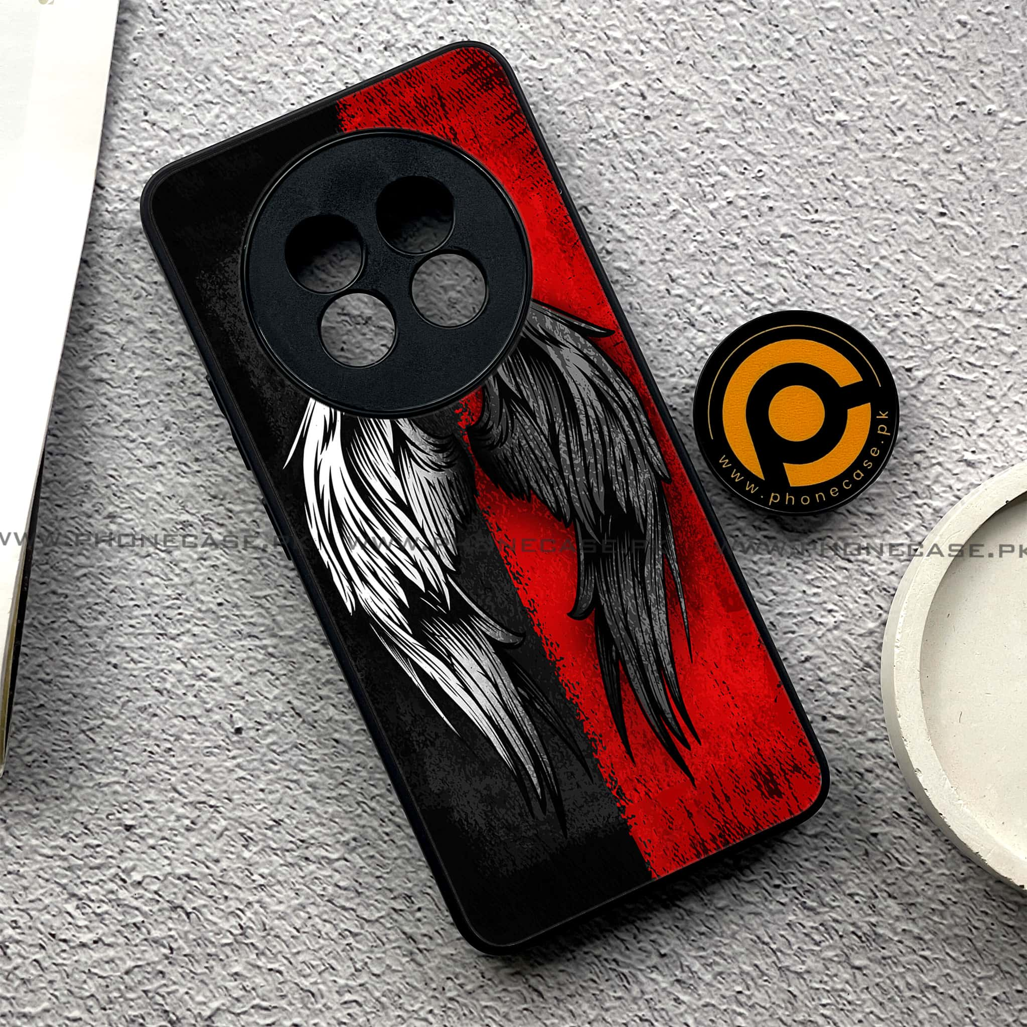 Realme 13 Plus - Angel Wings 2.0 Series - Premium Printed Glass soft Bumper shock Proof Case