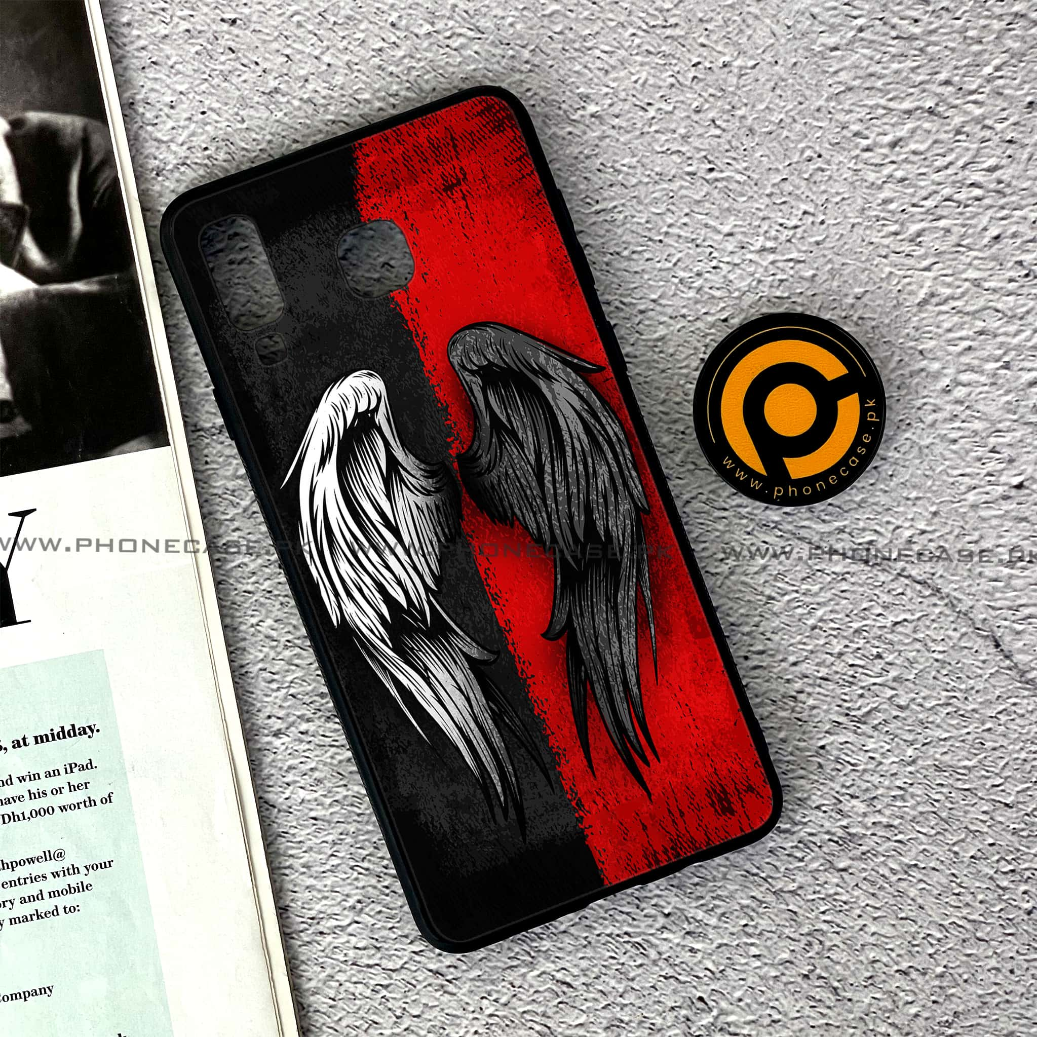 Samsung Galaxy A8 Star(A9 Star) - Angel Wings 2.0 Series - Premium Printed Glass soft Bumper shock Proof Case