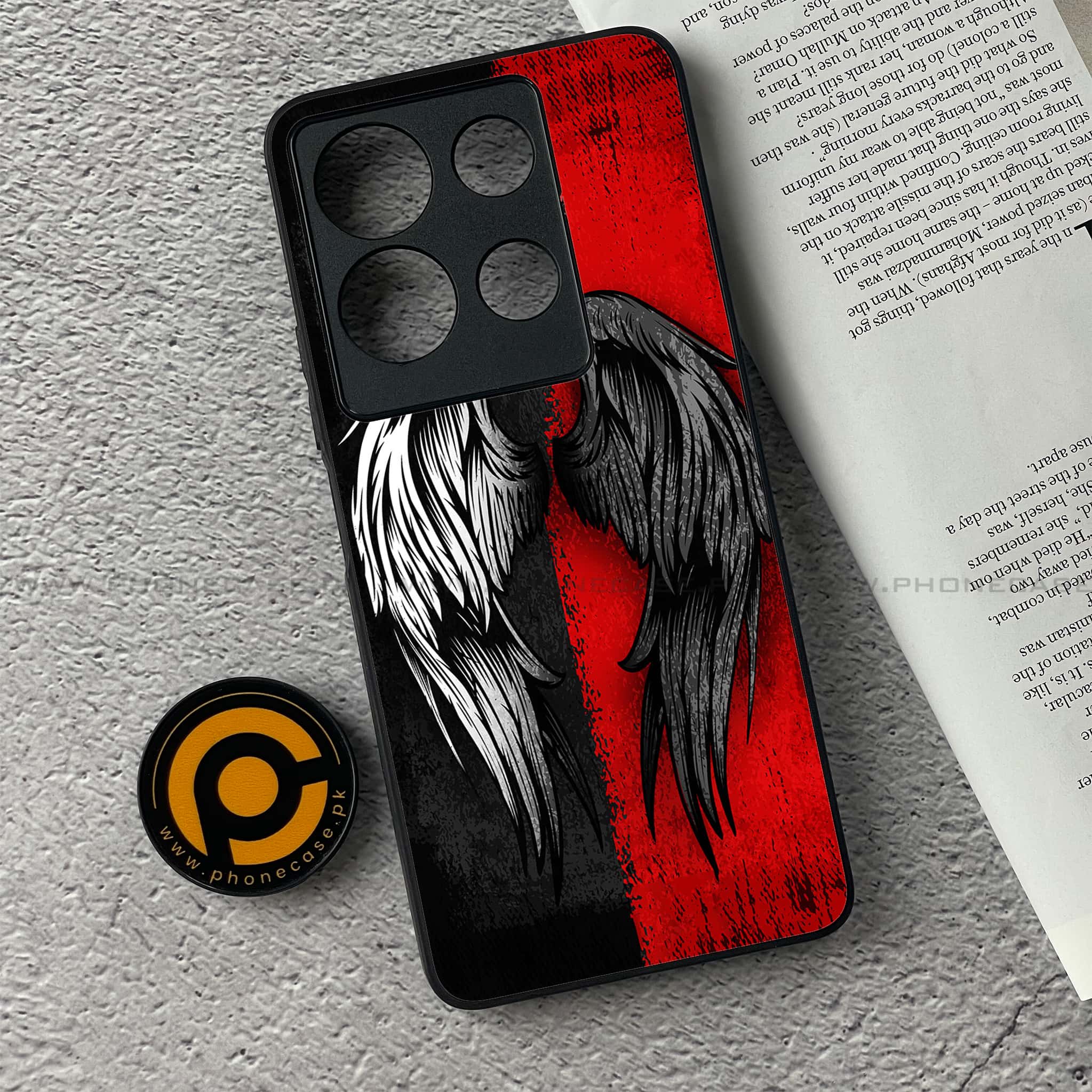 Infinix Note 30 - Angel Wings 2.0 Series - Premium Printed Glass soft Bumper shock Proof Case