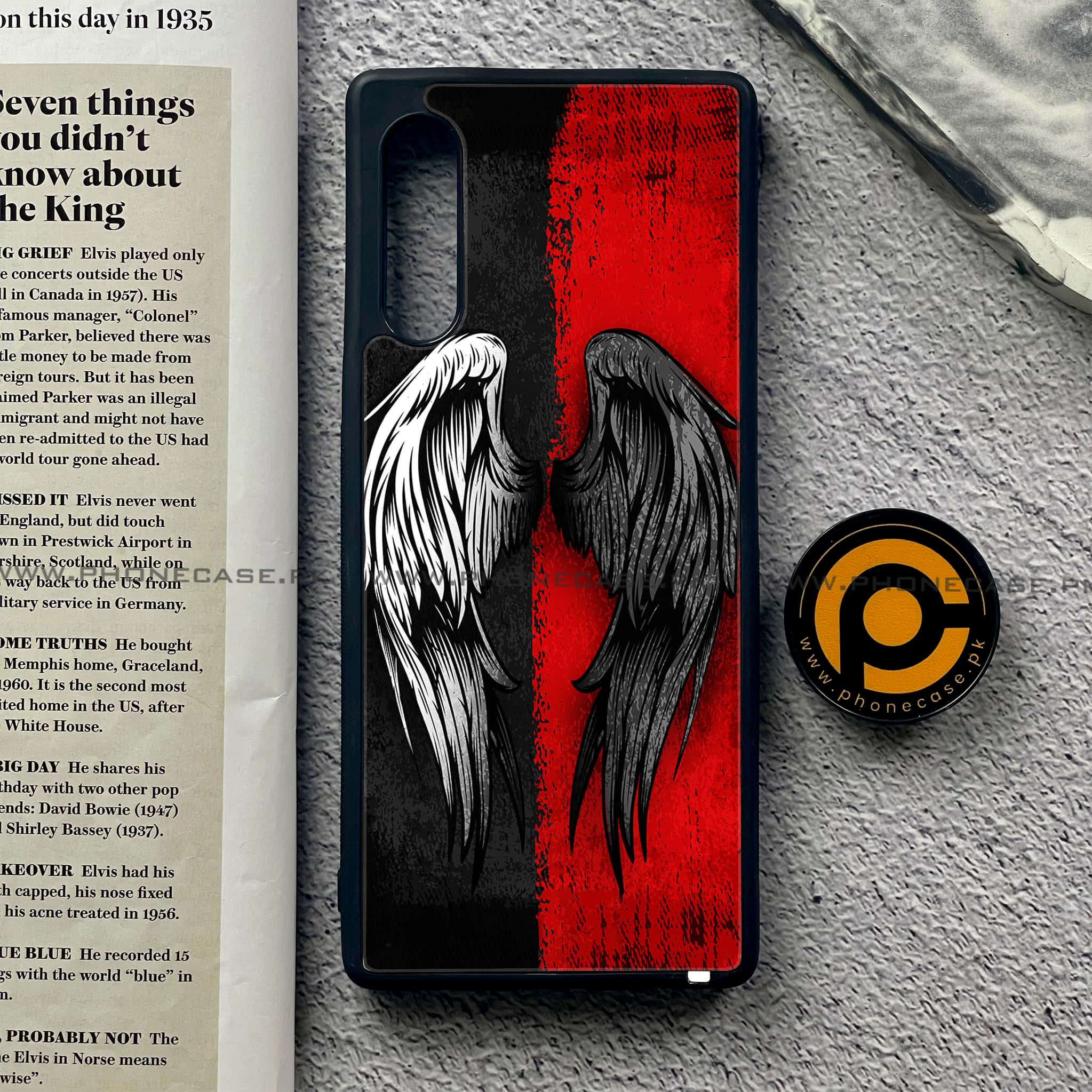LG Velvet - Angel Wings 2.0 Series - Premium Printed Glass soft Bumper shock Proof Case