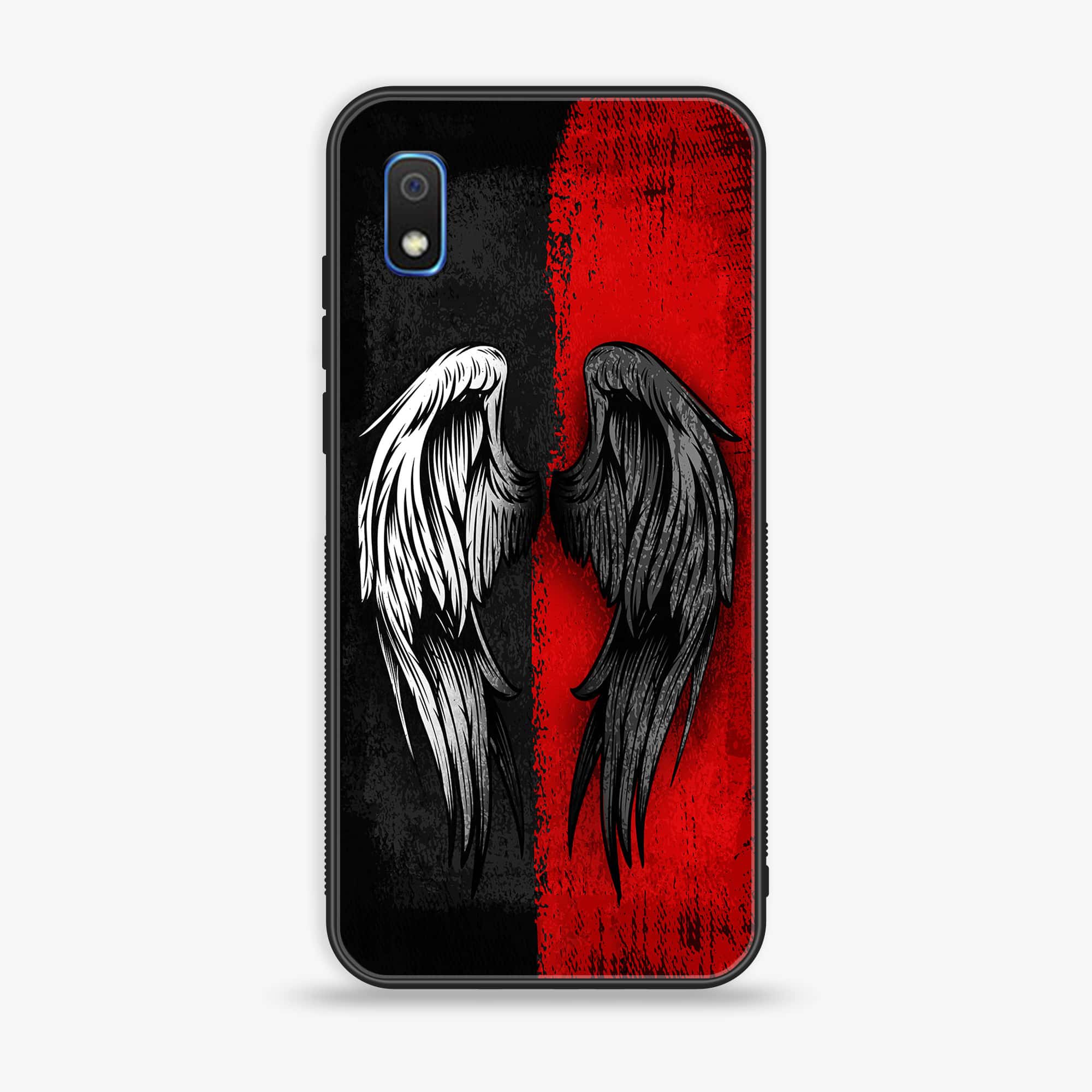 Samsung Galaxy A10 - Angel Wings 2.0 Series - Premium Printed Glass soft Bumper shock Proof Case