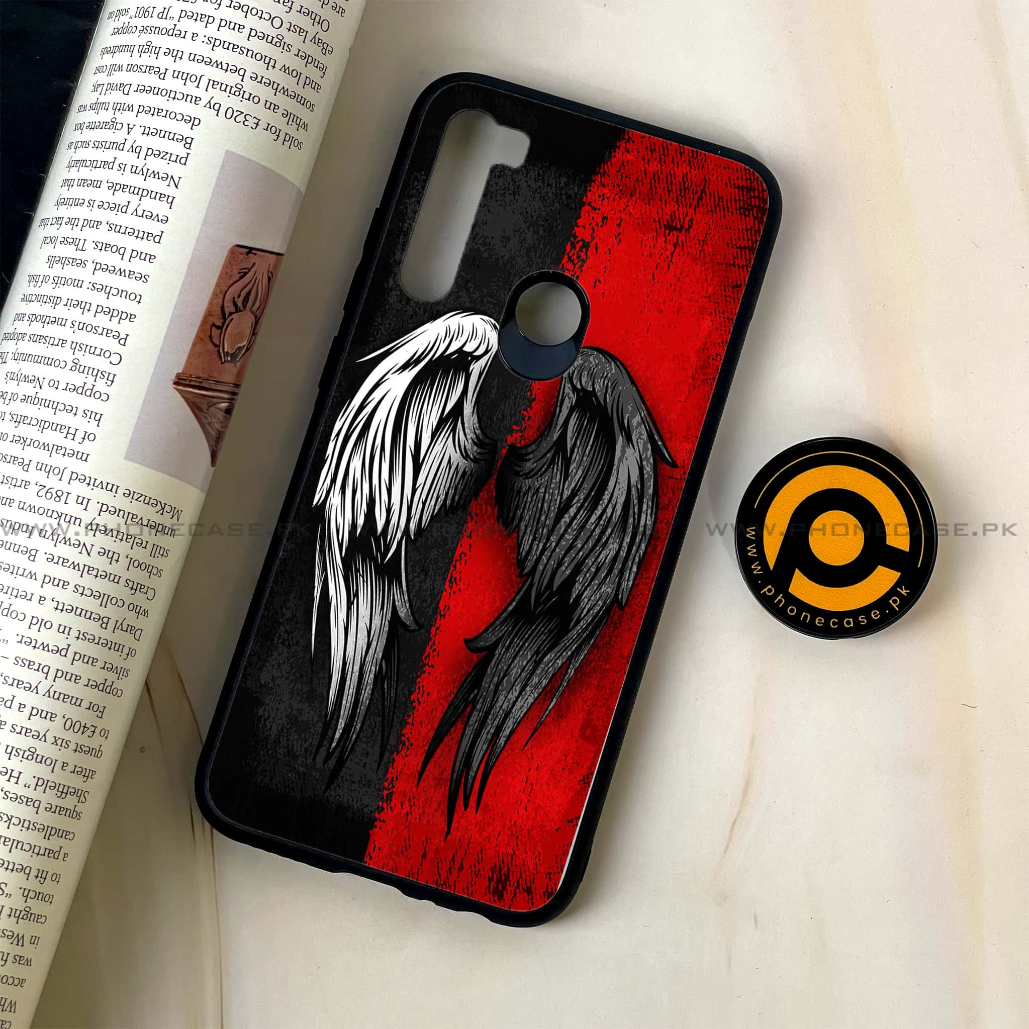 Redmi Note 8 - Angel Wings 2.0  Series - Premium Printed Glass soft Bumper shock Proof Case