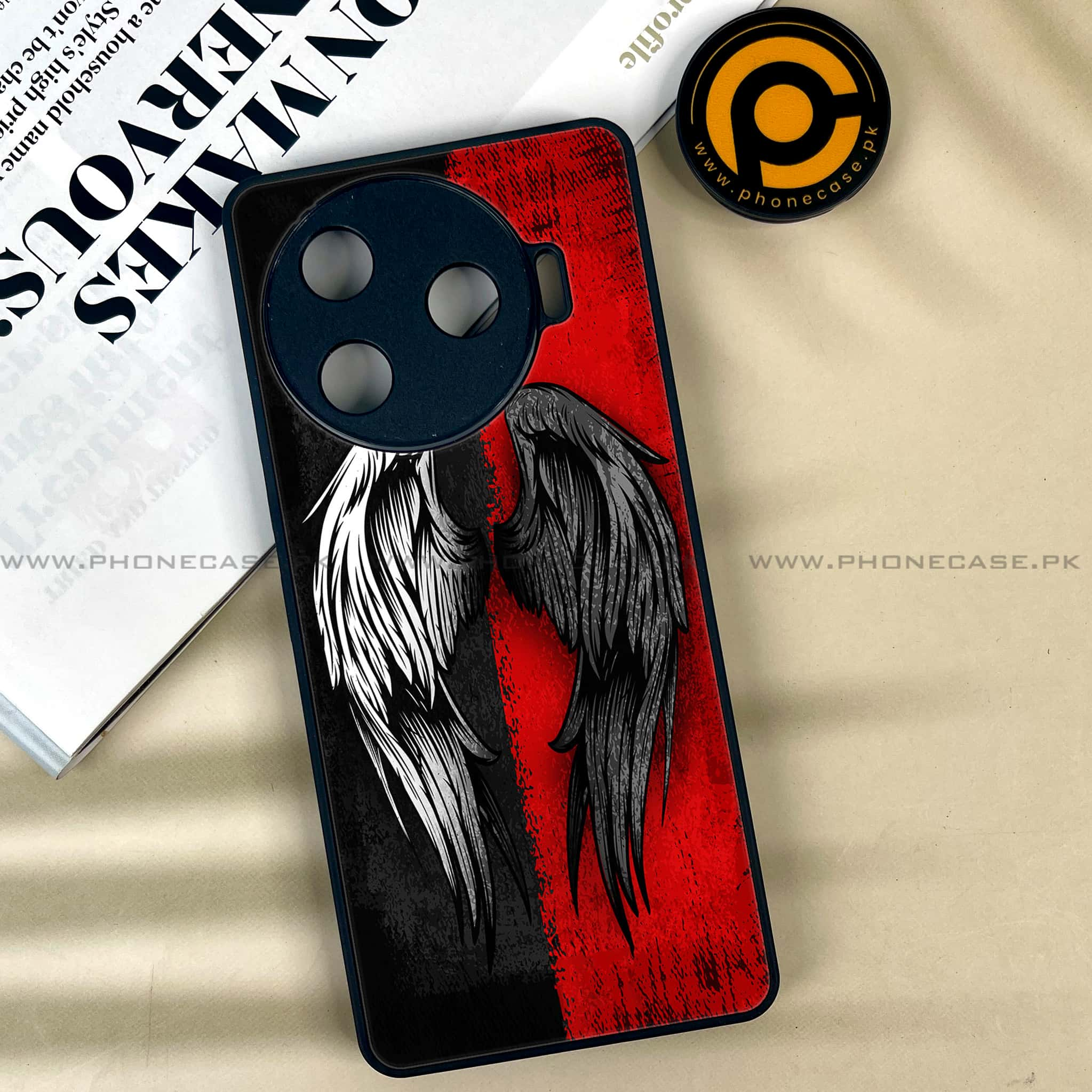 Tecno Camon 30 Pro - Angel Wings 2.0 Series - Premium Printed Glass soft Bumper shock Proof Case