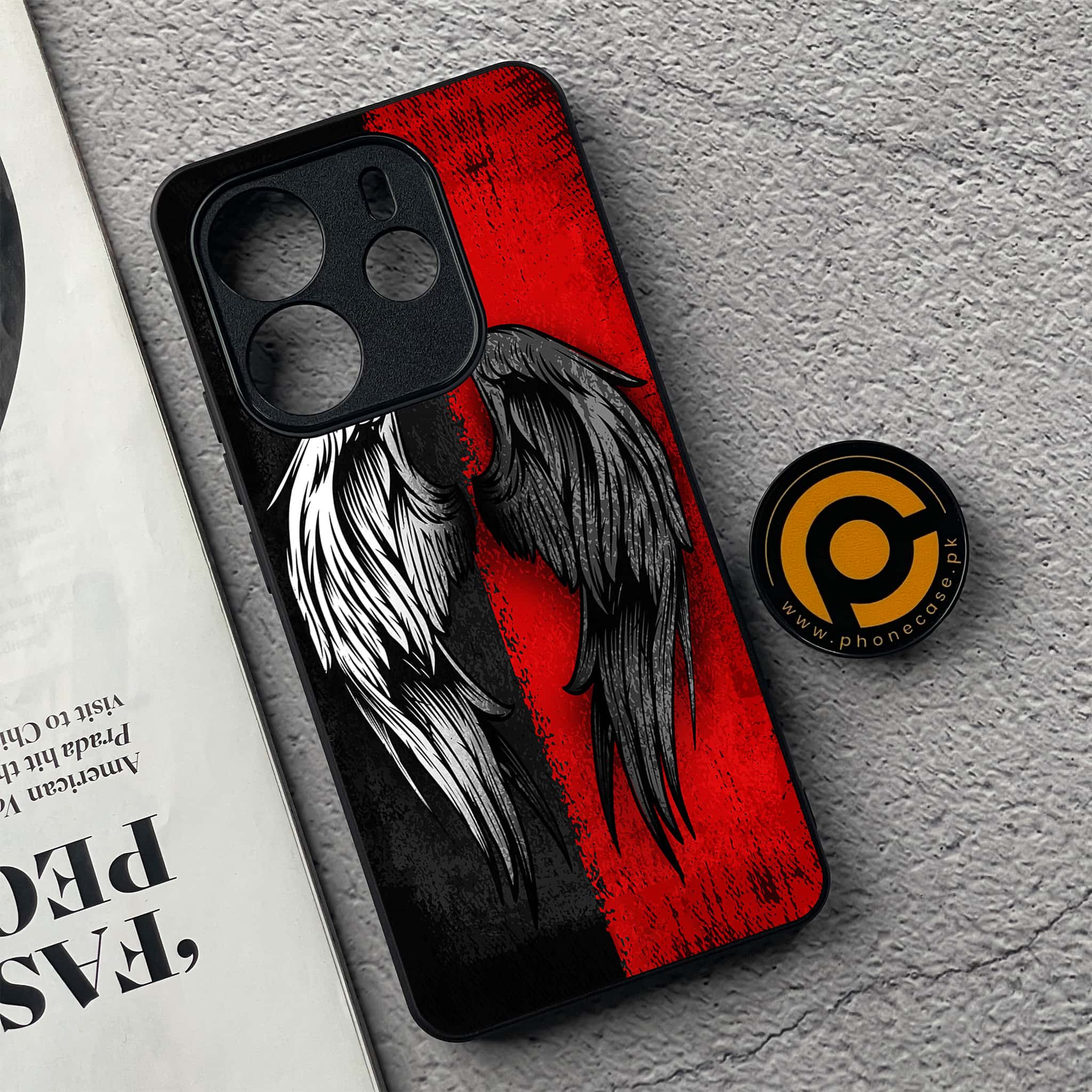Xiaomi Redmi Note 14 - Angel Wings 2.0 Series - Premium Printed Glass soft Bumper shock Proof Case
