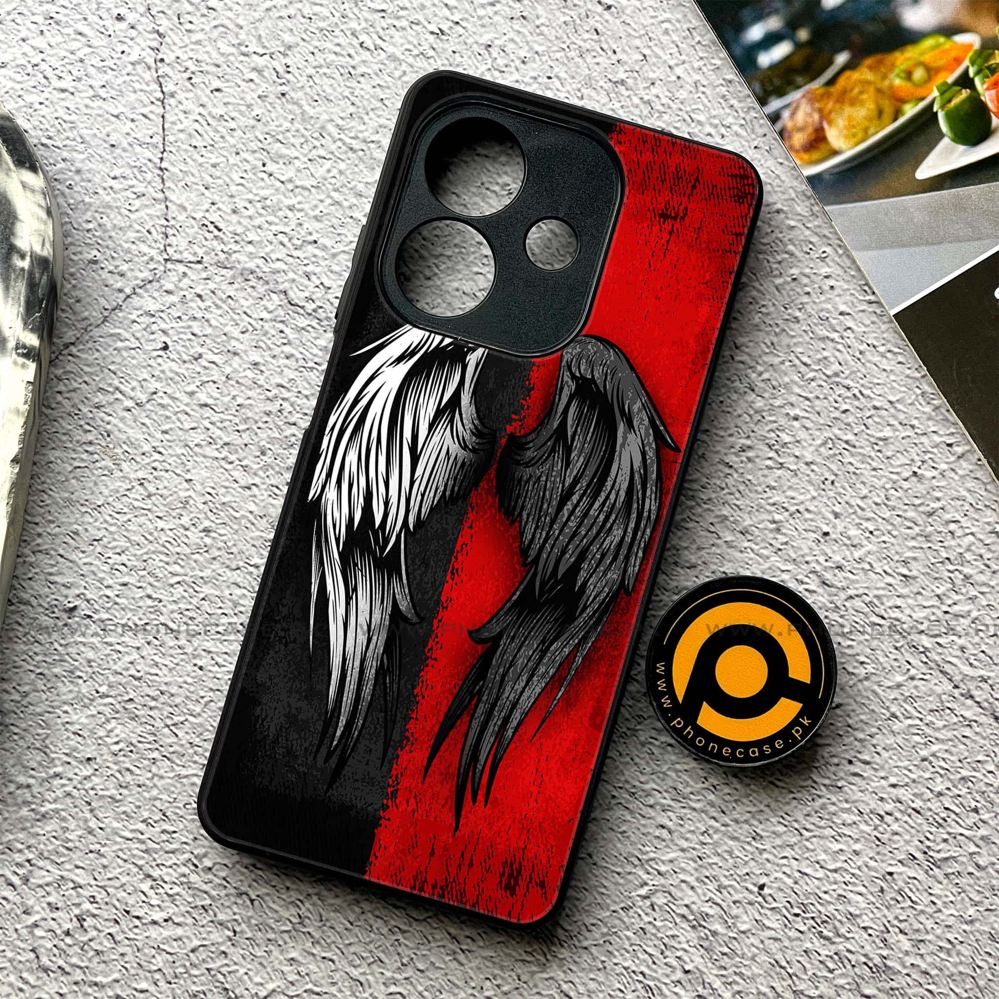 Oppo A3x - Angel Wings 2.0 Series - Premium Printed Glass soft Bumper shock Proof Case