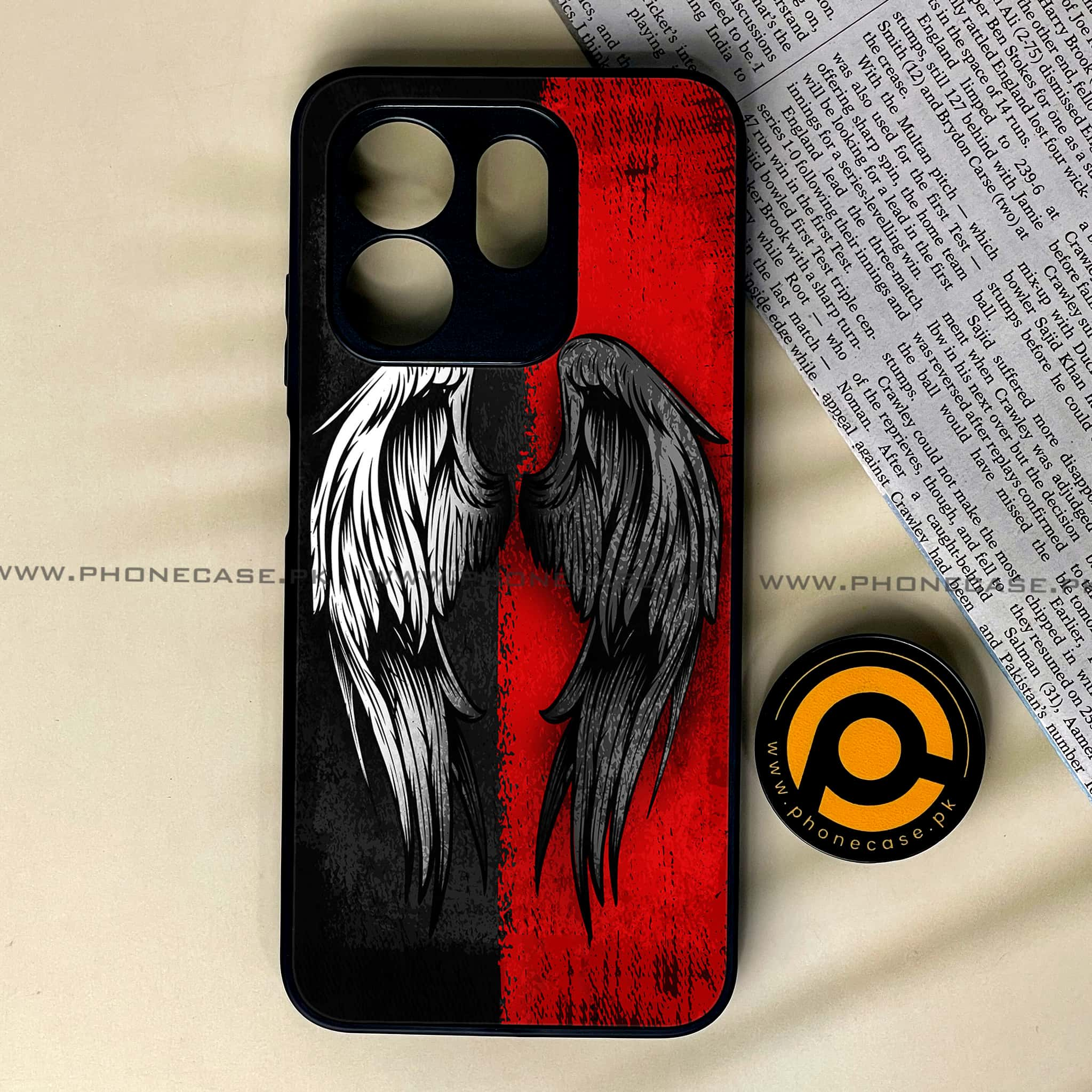 Infinix Hot 50i - Angel Wings 2.0 Series - Premium Printed Glass soft Bumper shock Proof Case