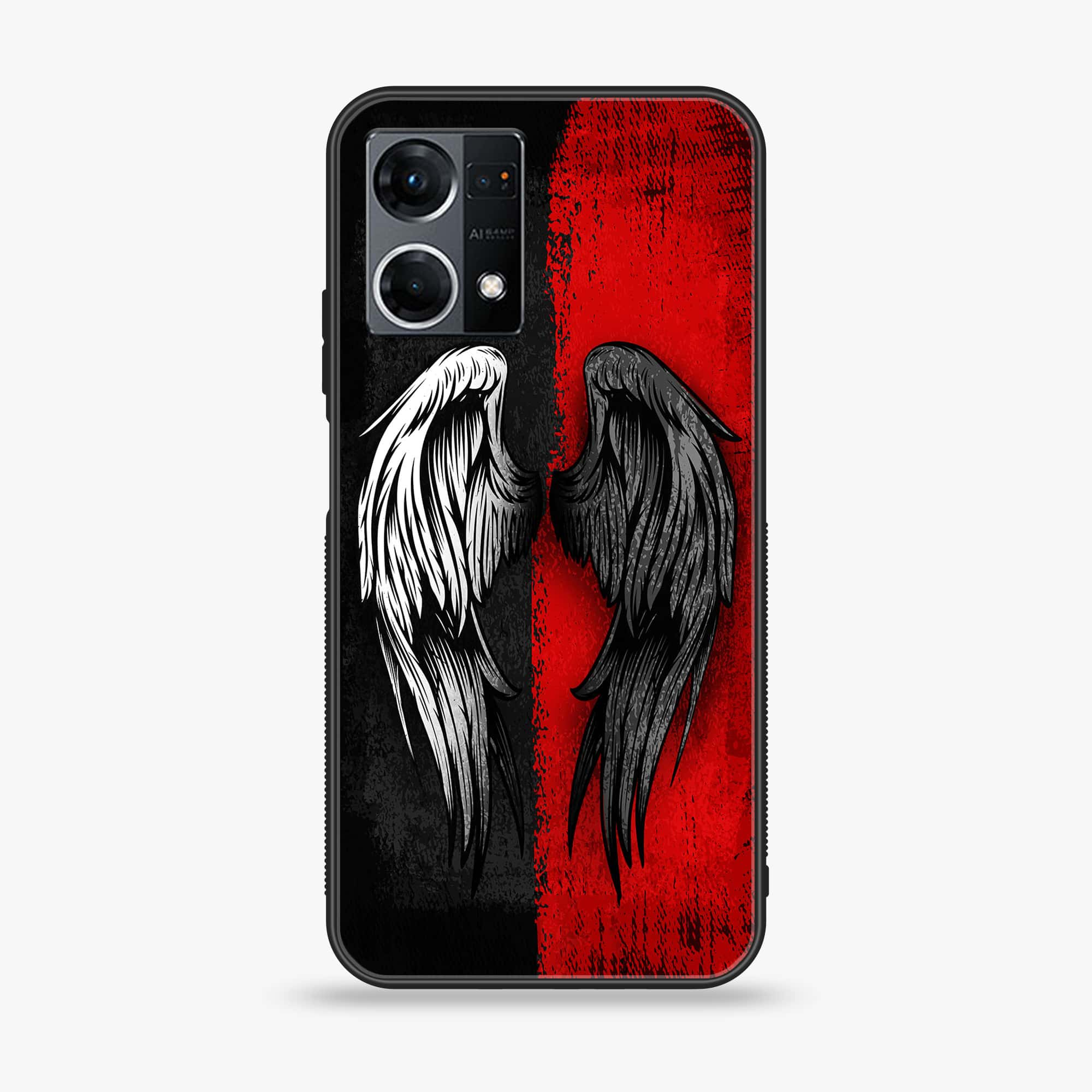 Oppo Reno 7 - Angel Wings 2.0 Series - Premium Printed Glass soft Bumper shock Proof Case