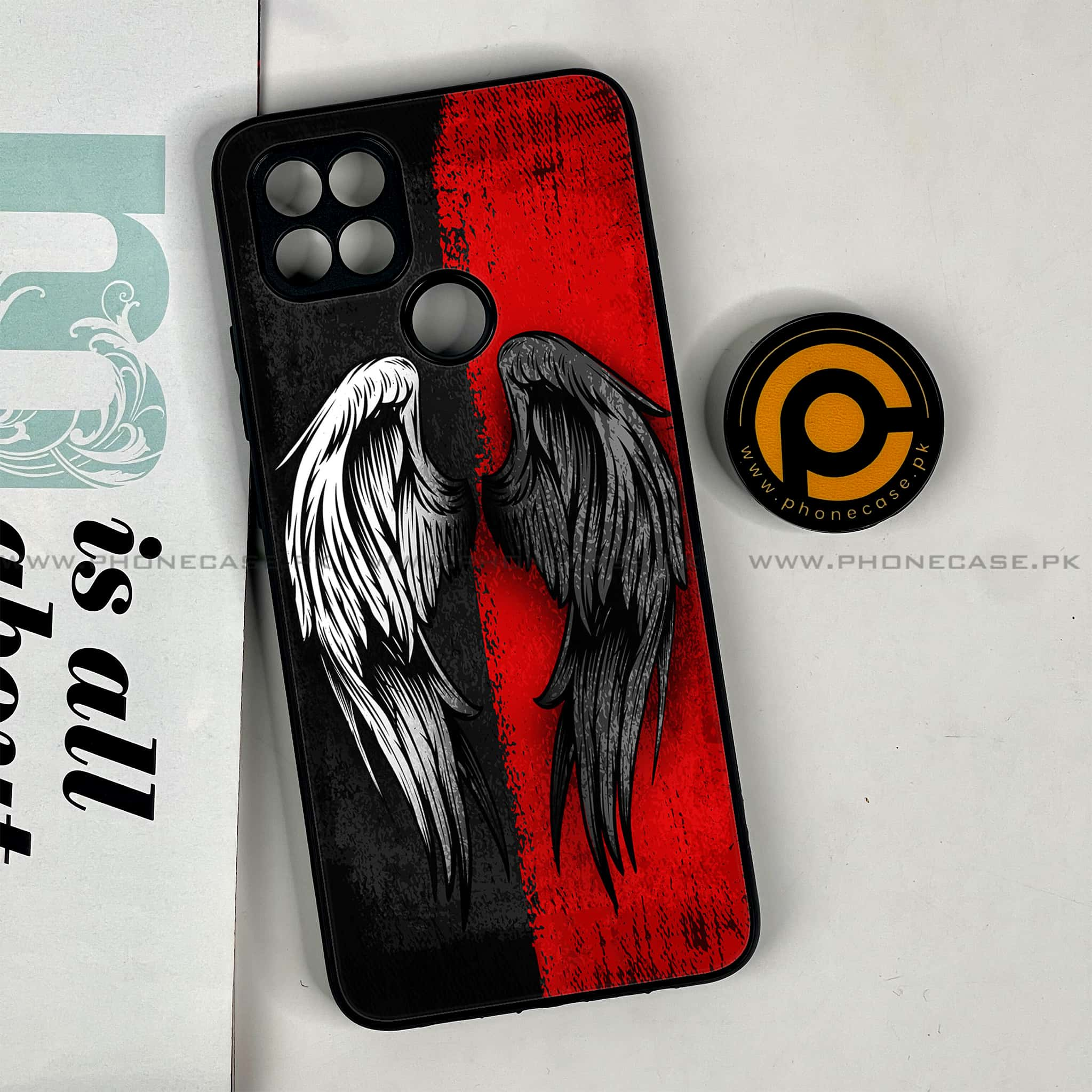 Oppo A15s - Angel Wings 2.0 Series - Premium Printed Glass soft Bumper shock Proof Case