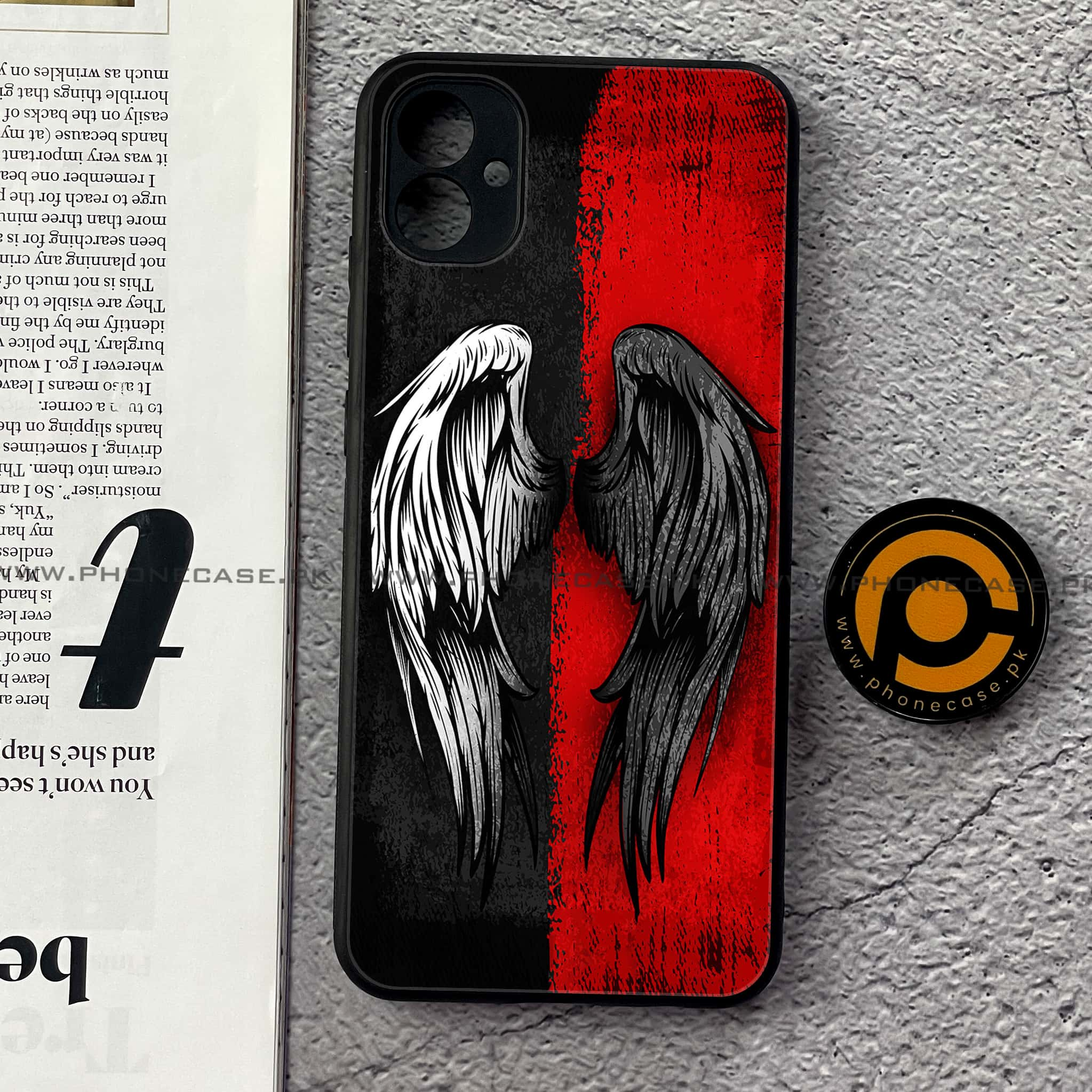 Samsung Galaxy A04e -Angel wings 2.0 Series - Premium Printed Glass soft Bumper shock Proof Case