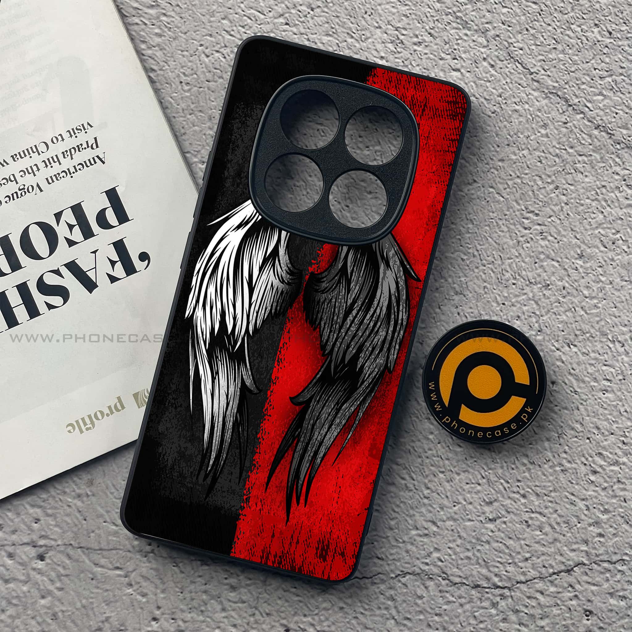 Redmi Note 14 Pro Plus 5G - Angel Wings 2.0 Series - Premium Printed Glass soft Bumper shock Proof Case