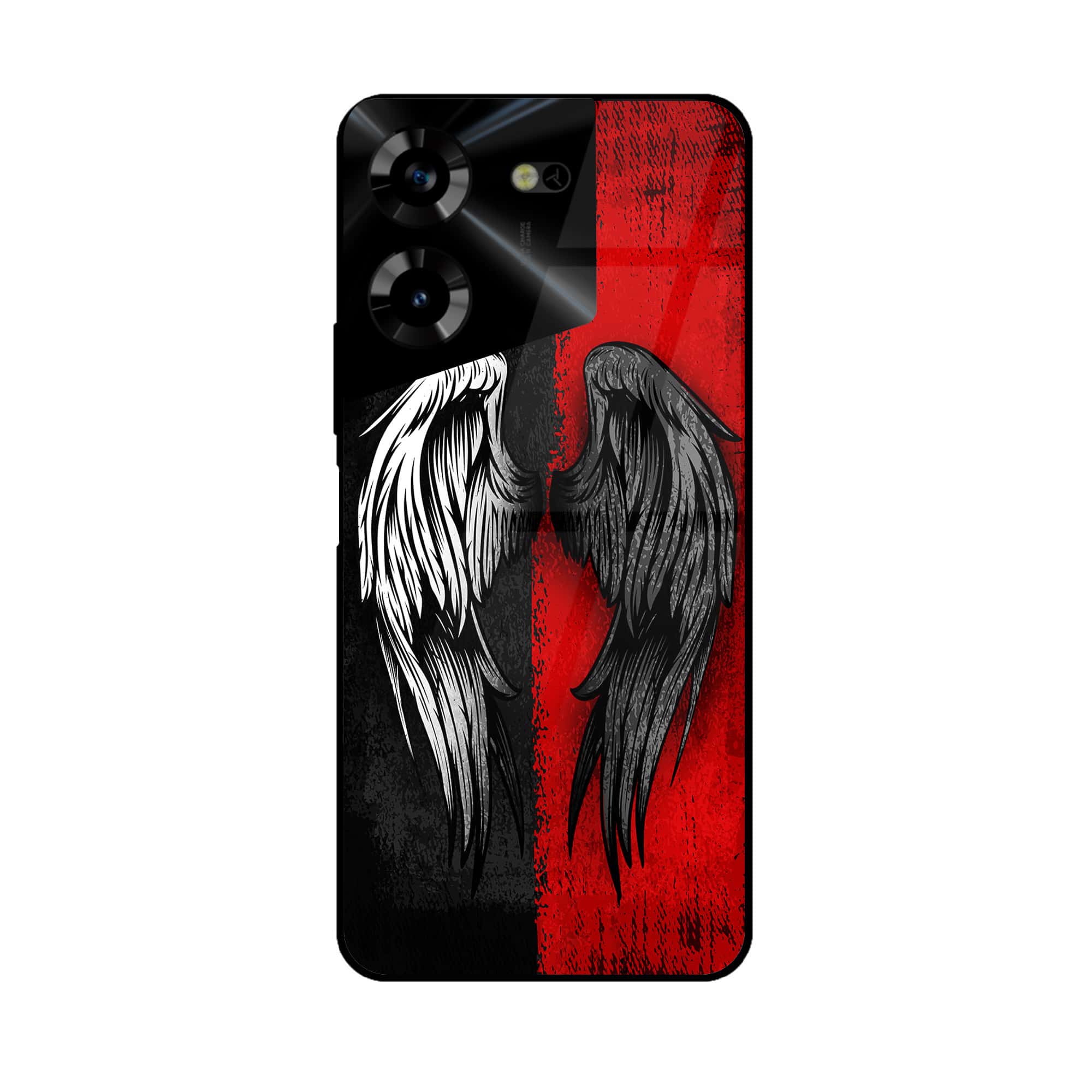 Tecno Pova 5 Pro - Angel wings 2.0 Series - Premium Printed Glass soft Bumper shock Proof Case