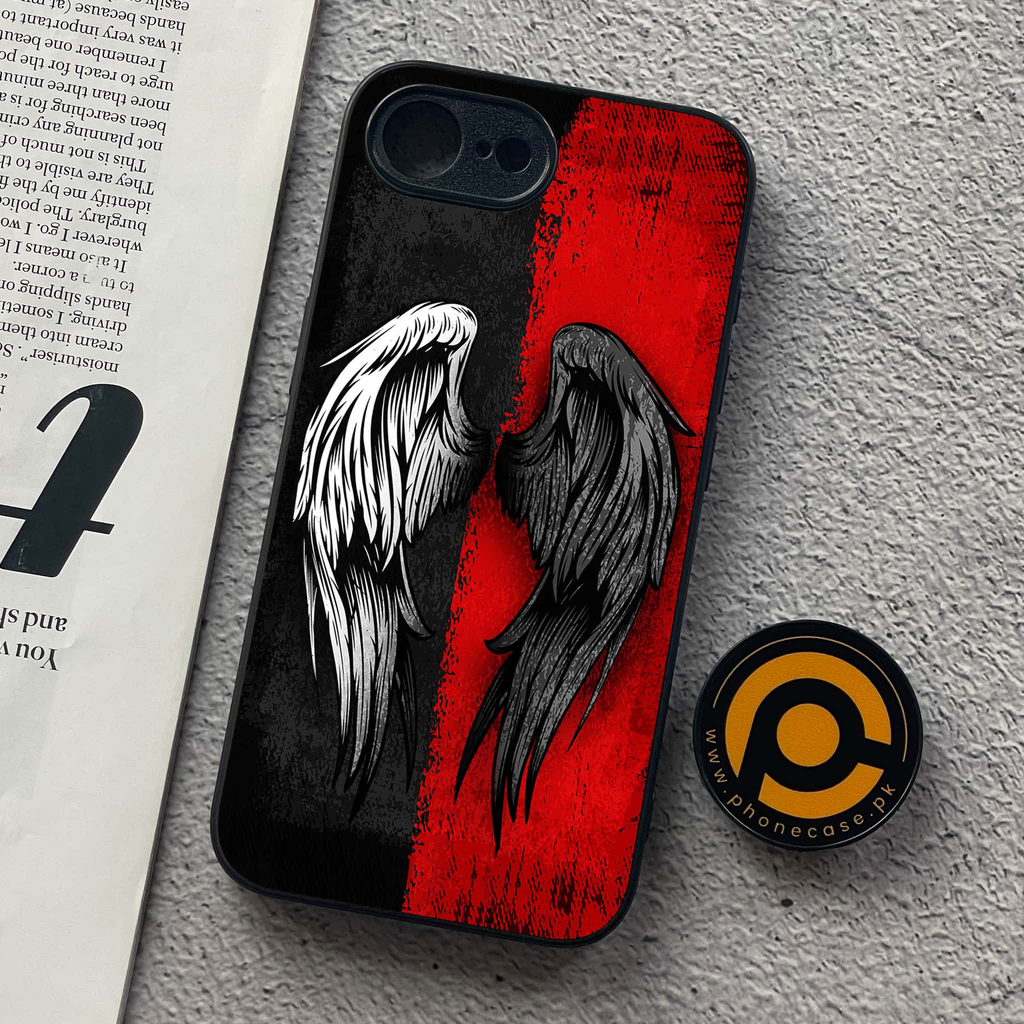 iPhone 16e - Angel Wings 2.0 Series - Premium Metal  Printed soft Bumper shock Proof Case