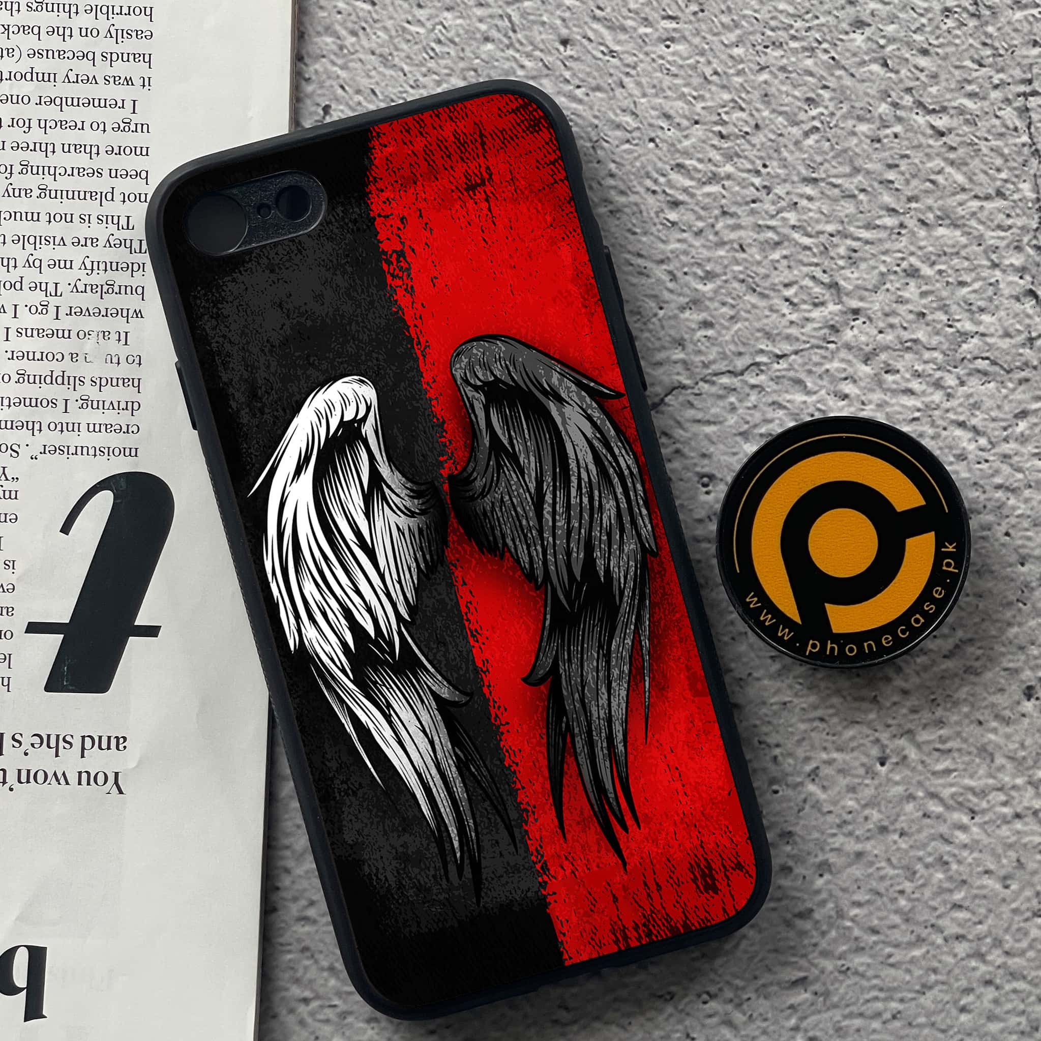 iPhone 7 / 8 - Angel wings 2.0 Series - Premium Printed Glass soft Bumper shock Proof Case