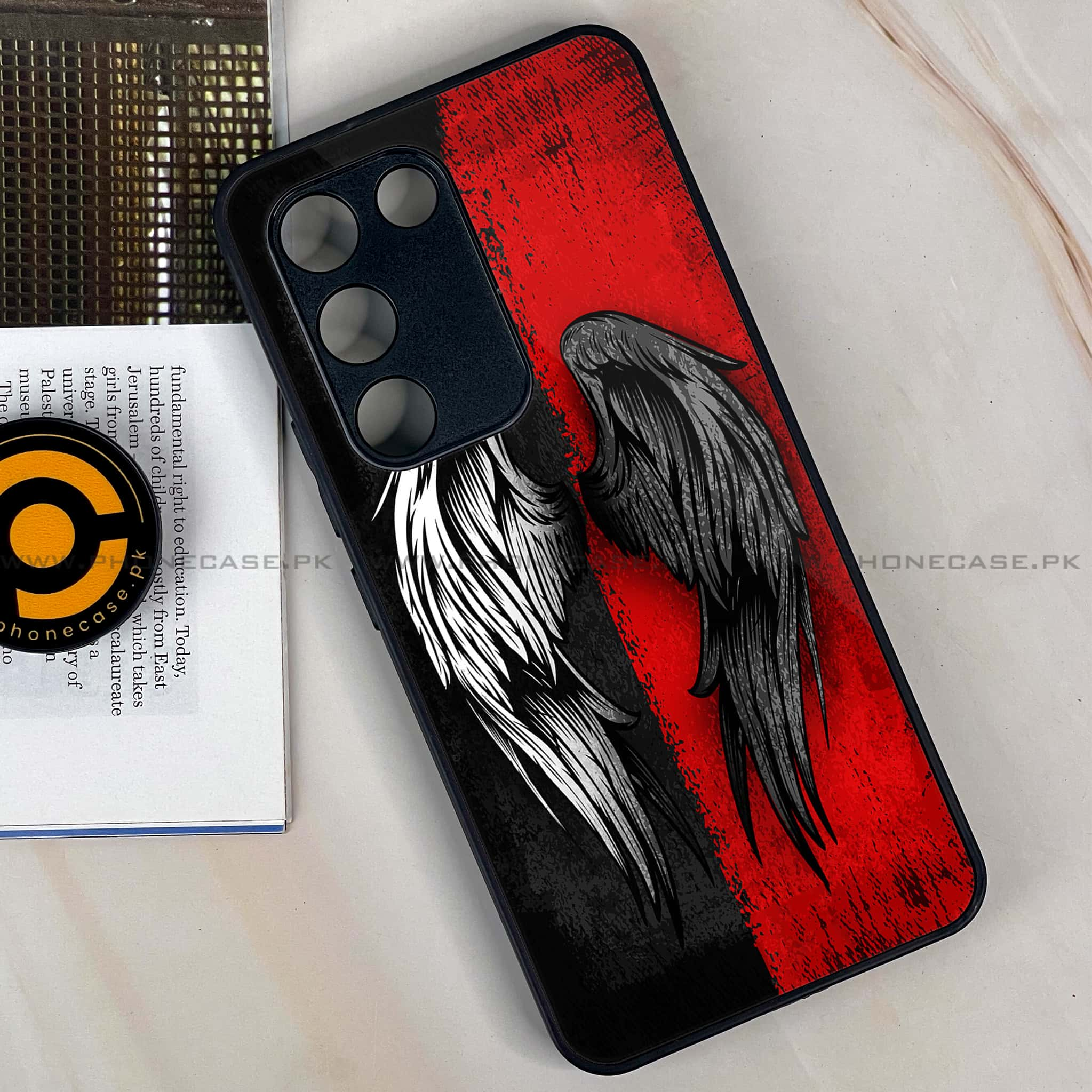 Vivo Y100 - Angel Wings 2.0 Series - Premium Printed Glass soft Bumper shock Proof Case