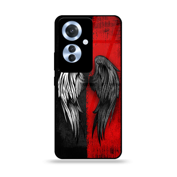 Oppo Reno 11F - Angel Wings 2.0 Design 10- Premium Printed Glass soft Bumper shock Proof Case  CS-33994