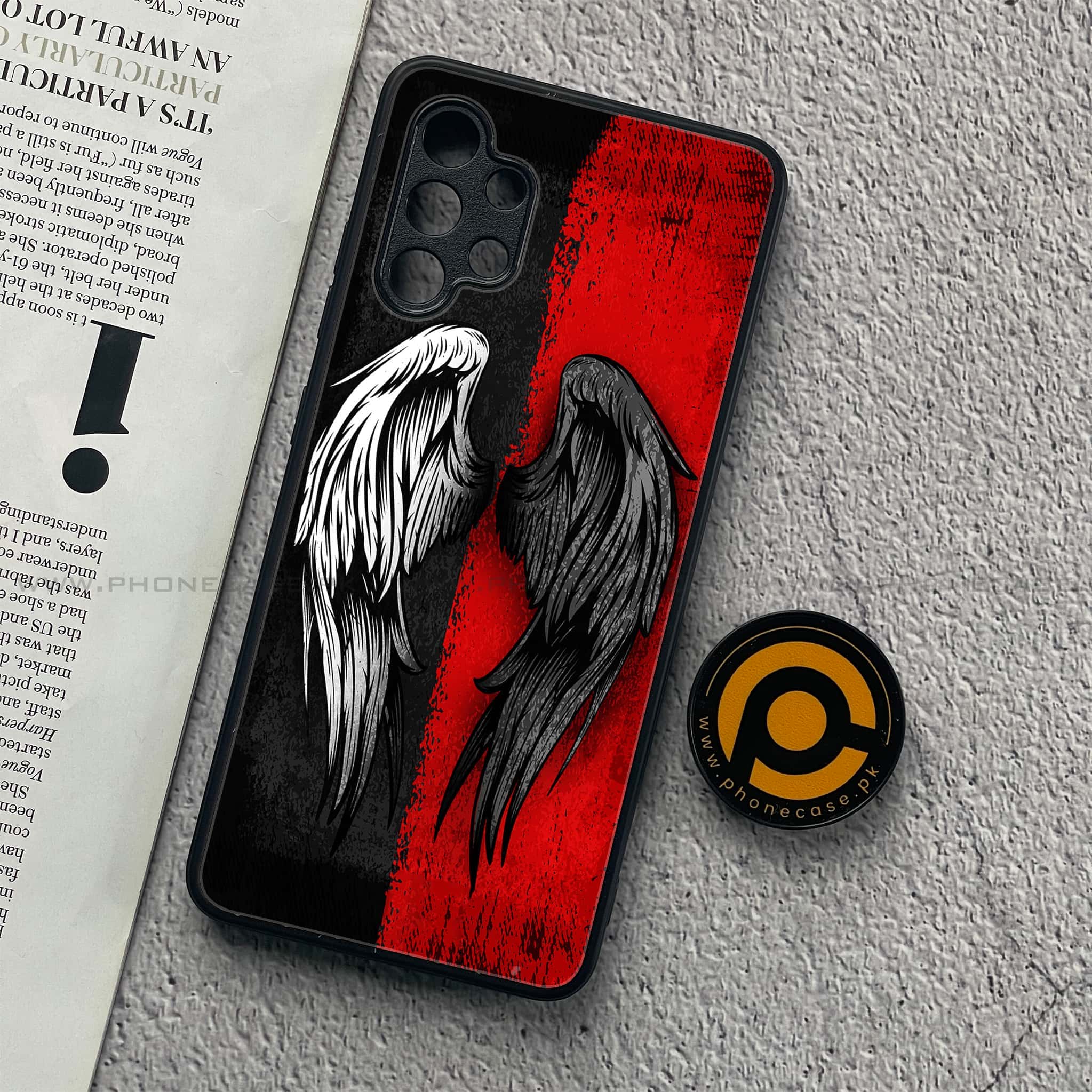 Samsung Galaxy A32 4G- Angel Wings 2.0 Series - Premium Printed Glass soft Bumper shock Proof Case