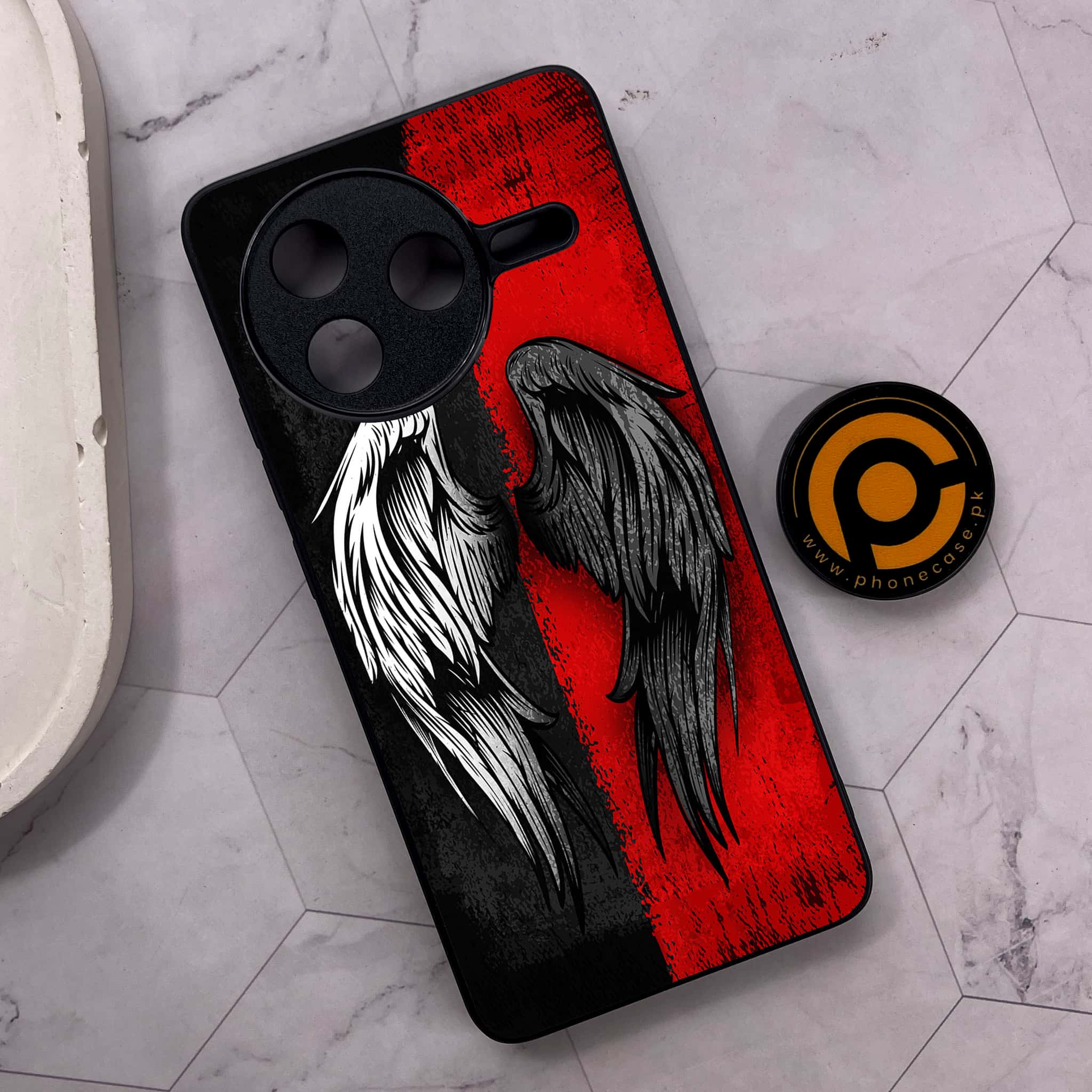 Xiaomi Poco F7 Pro 5G - Angel Wings 2.0 Series - Premium Metal Printed soft Bumper shock Proof Case
