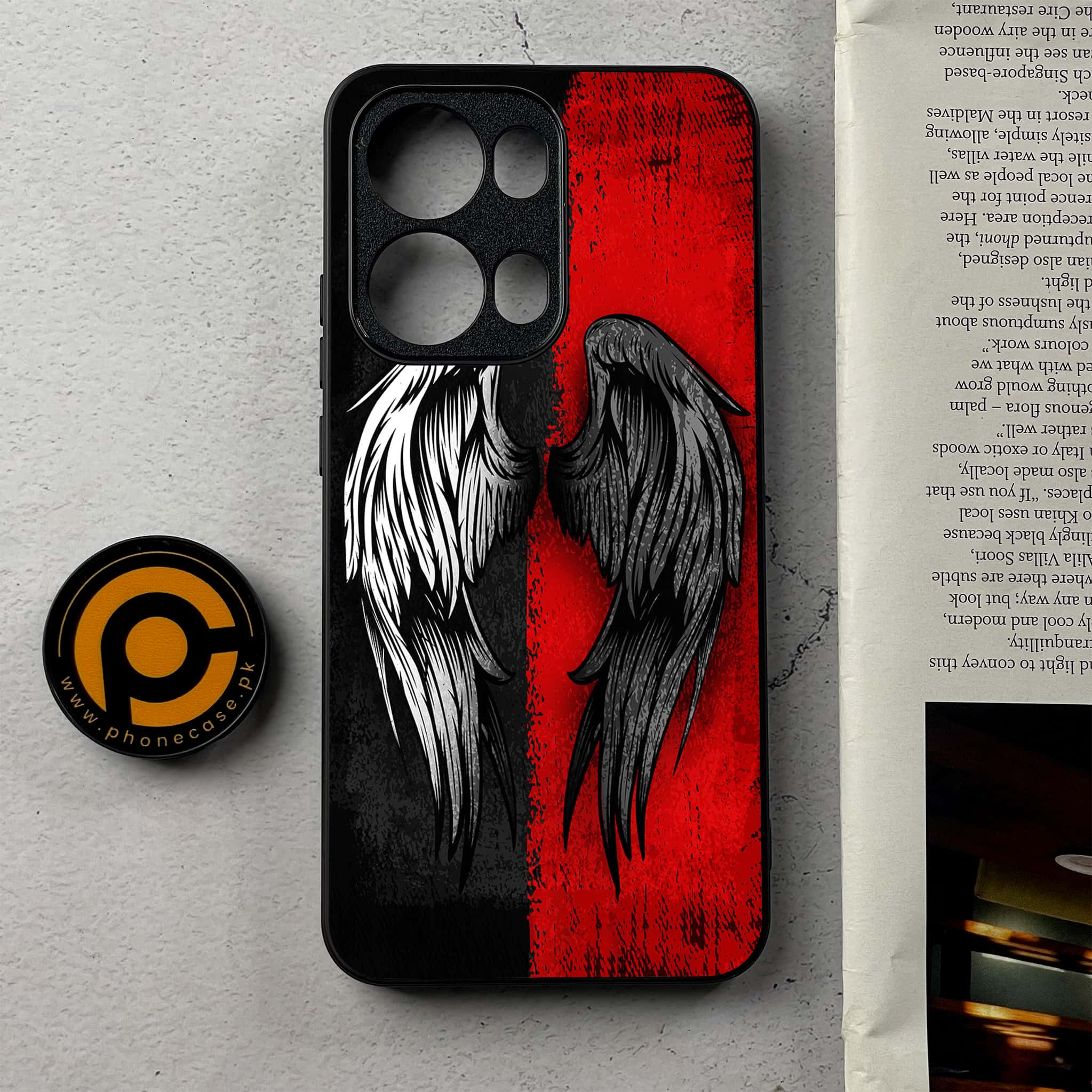 Oppo Reno 13 Pro - Angel Wings 2.0 Series - Premium Metal Printed Soft Bumper Shockproof Case