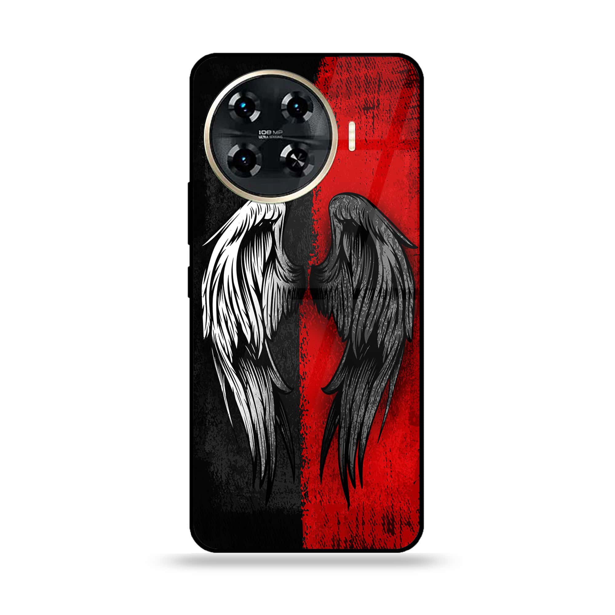 Tecno Spark 20 pro plus - Angel Wings 2.0 Series - Premium Printed Glass soft Bumper shock Proof Case