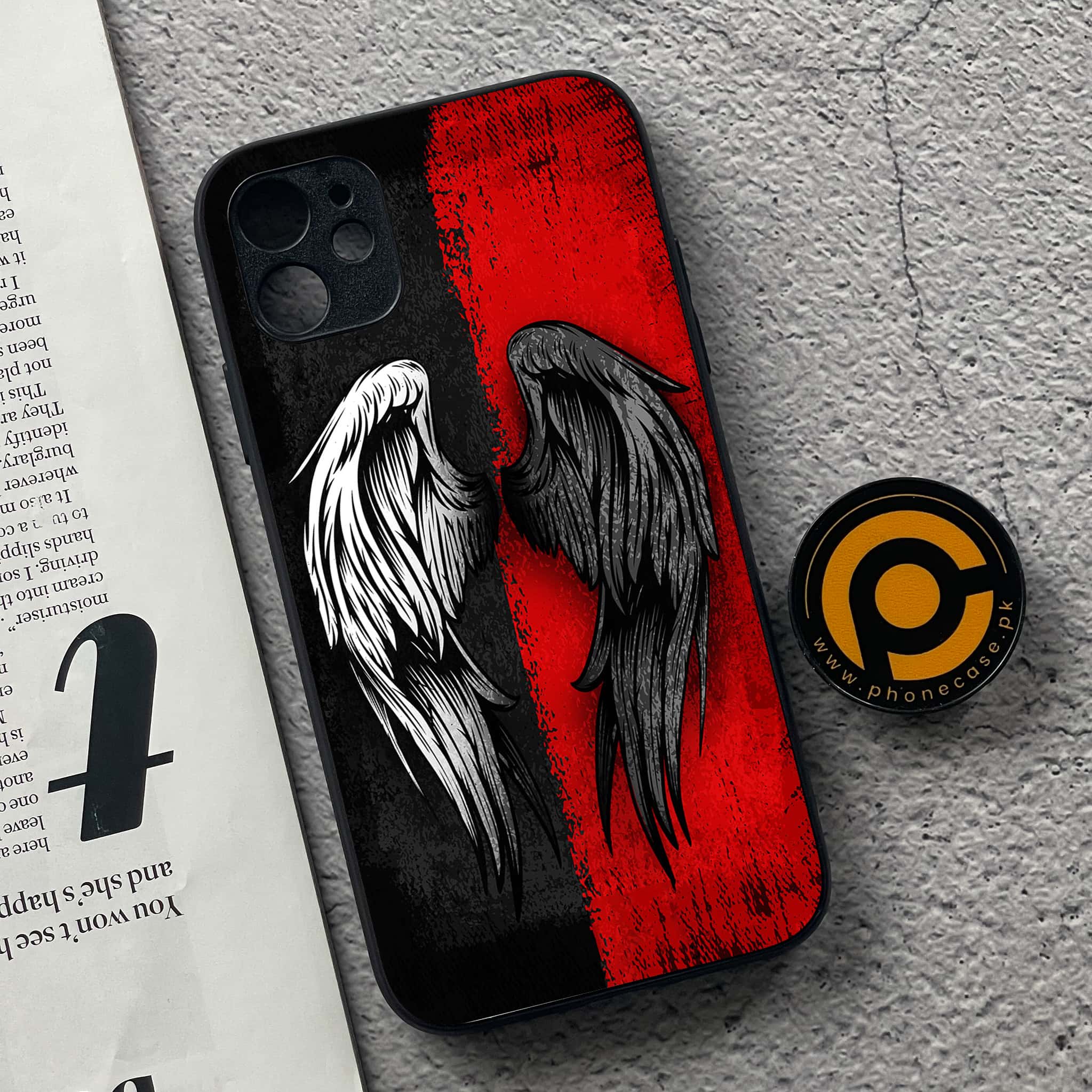 iPhone 11 Angel Wing 2.0  Series  Premium Printed Glass soft Bumper shock Proof Case