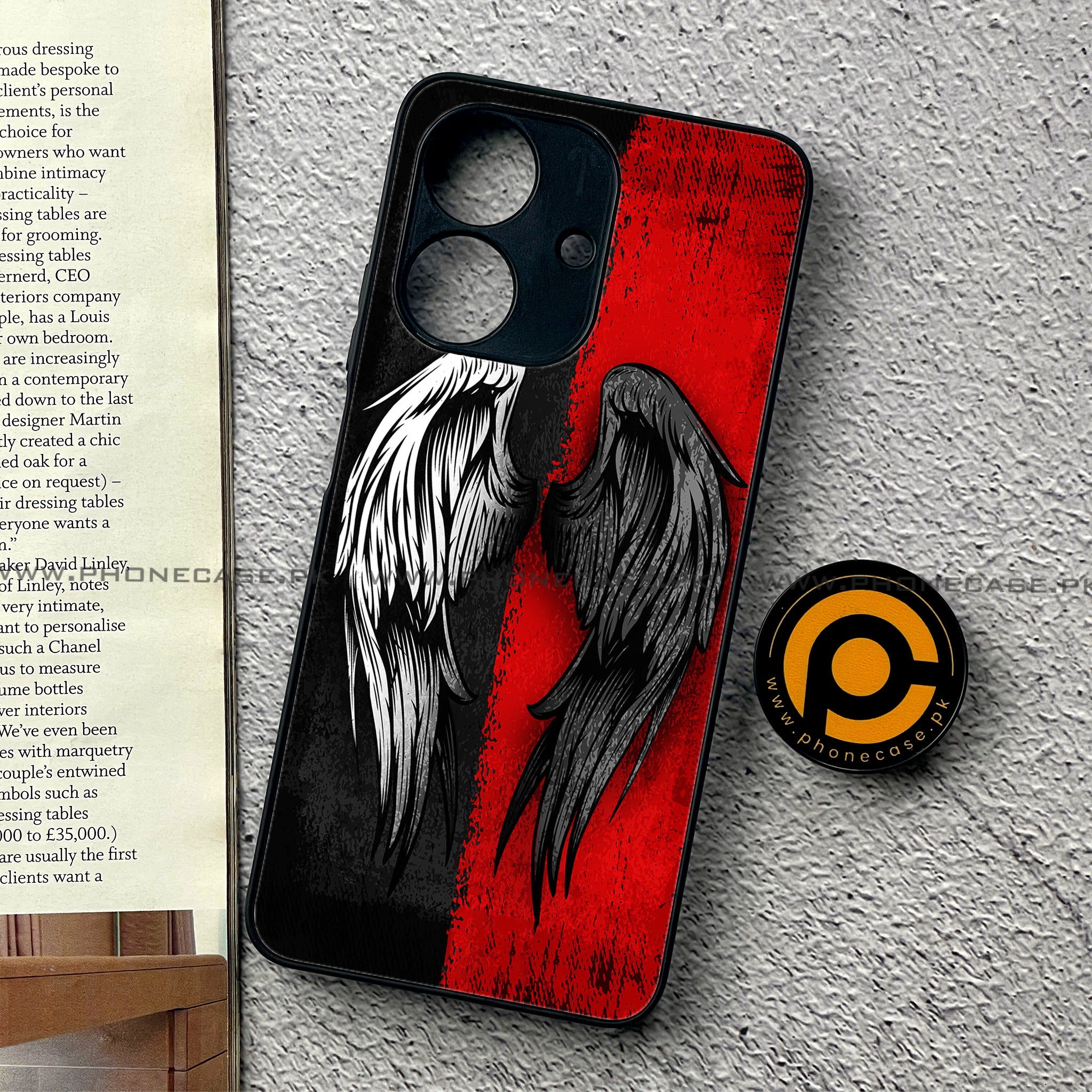 Realme Note 60 - Angel Wings 2.0 Series - Premium Printed Glass soft Bumper shock Proof Case