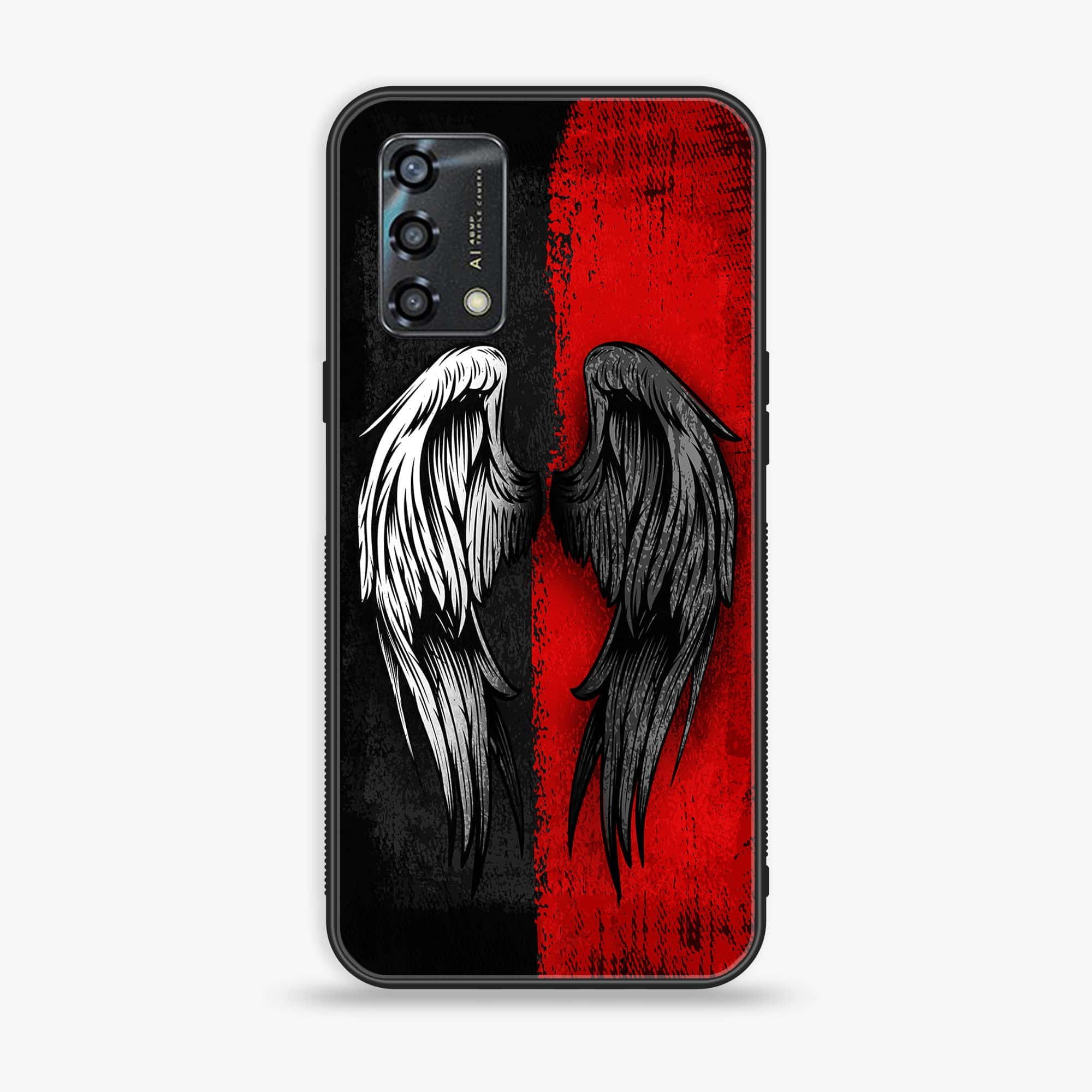 Oppo A95 - Angel Wings 2.0 Series - Premium Printed Glass soft Bumper shock Proof Case