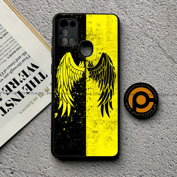 Samsung Galaxy A21s - Angel Wings 2.0 Series - Premium Printed Glass soft Bumper shock Proof Case