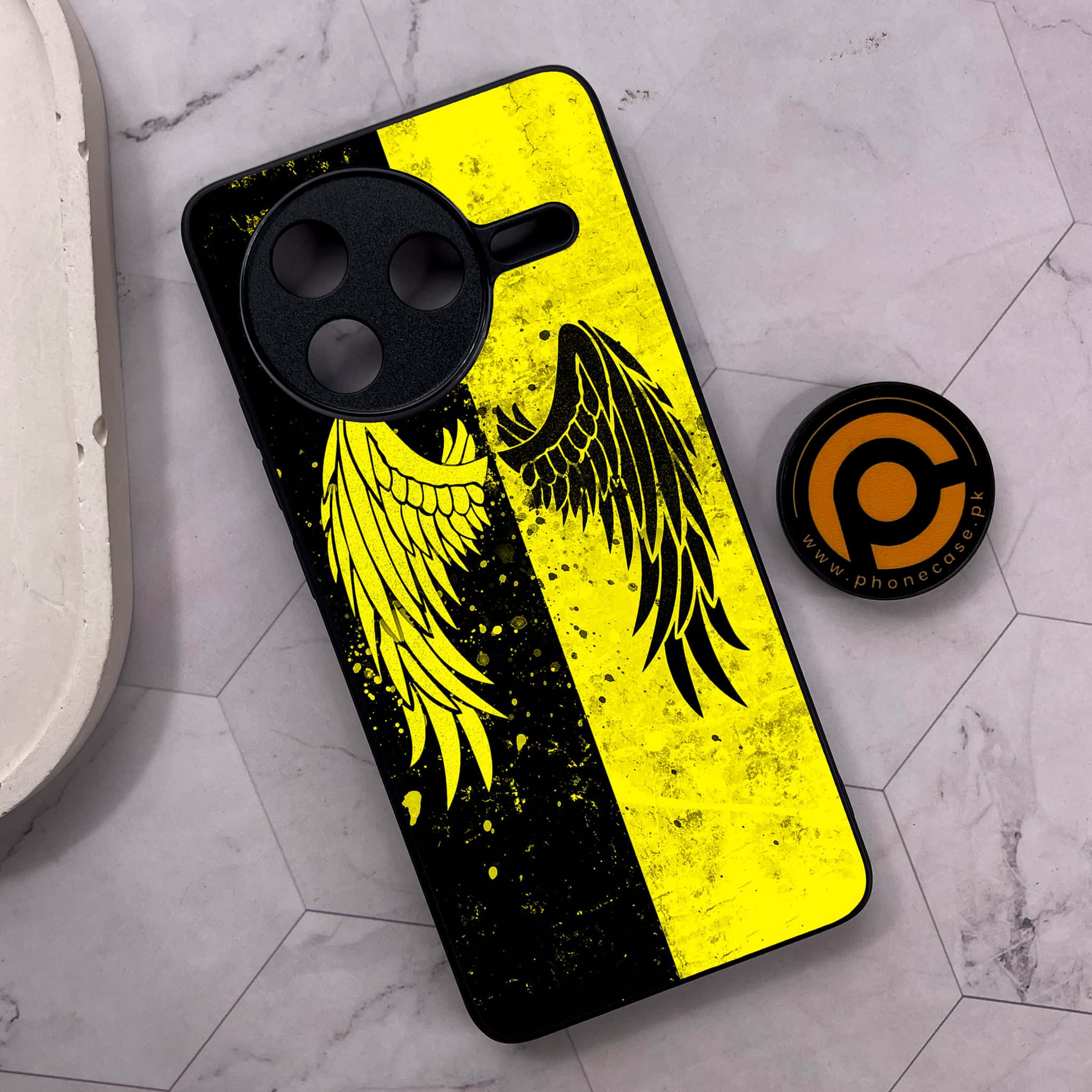 Xiaomi Poco F7 Pro 5G - Angel Wings 2.0 Series - Premium Metal Printed soft Bumper shock Proof Case