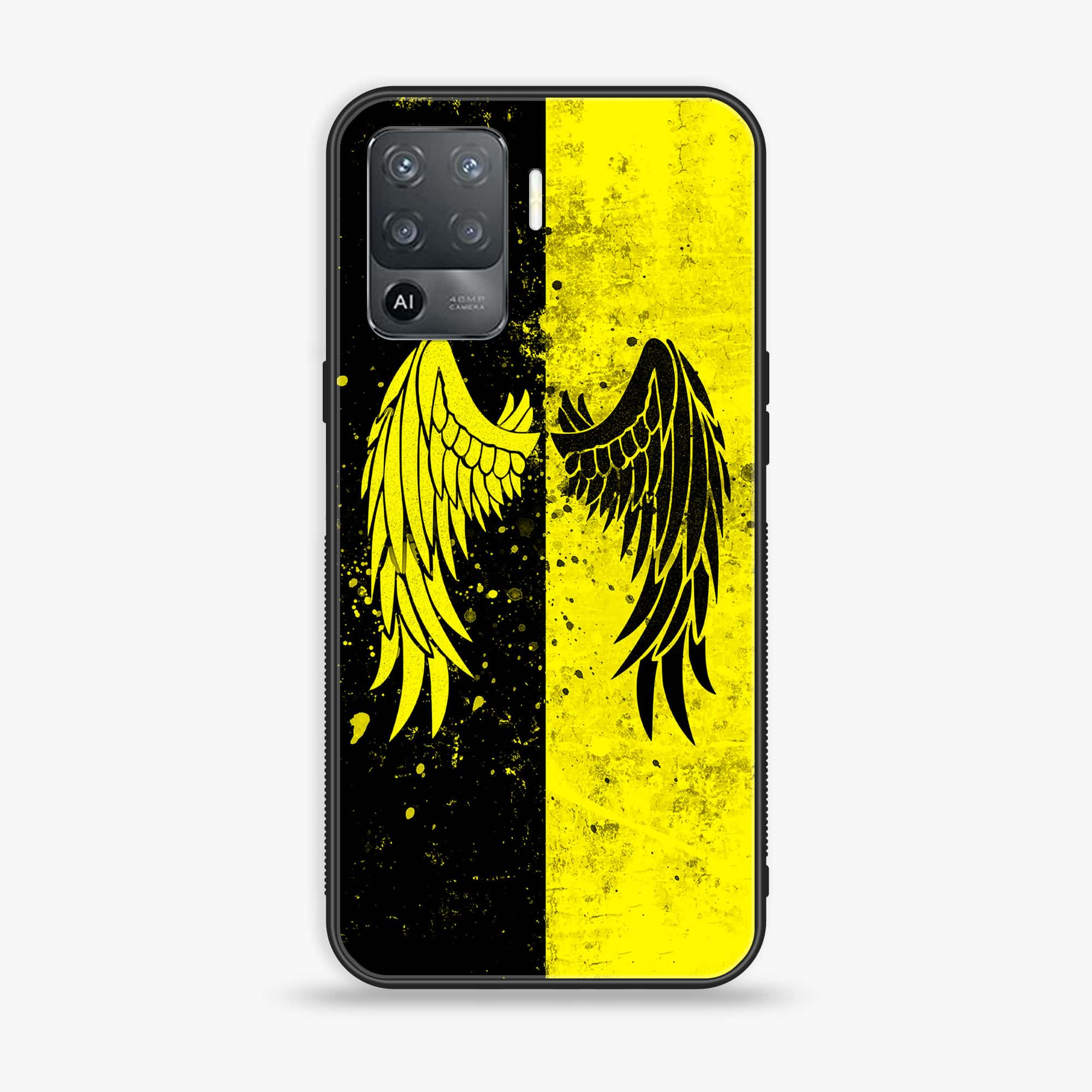 Oppo F19 Pro -Angel Wings 2.0 Series - Premium Printed Glass soft Bumper shock Proof Case