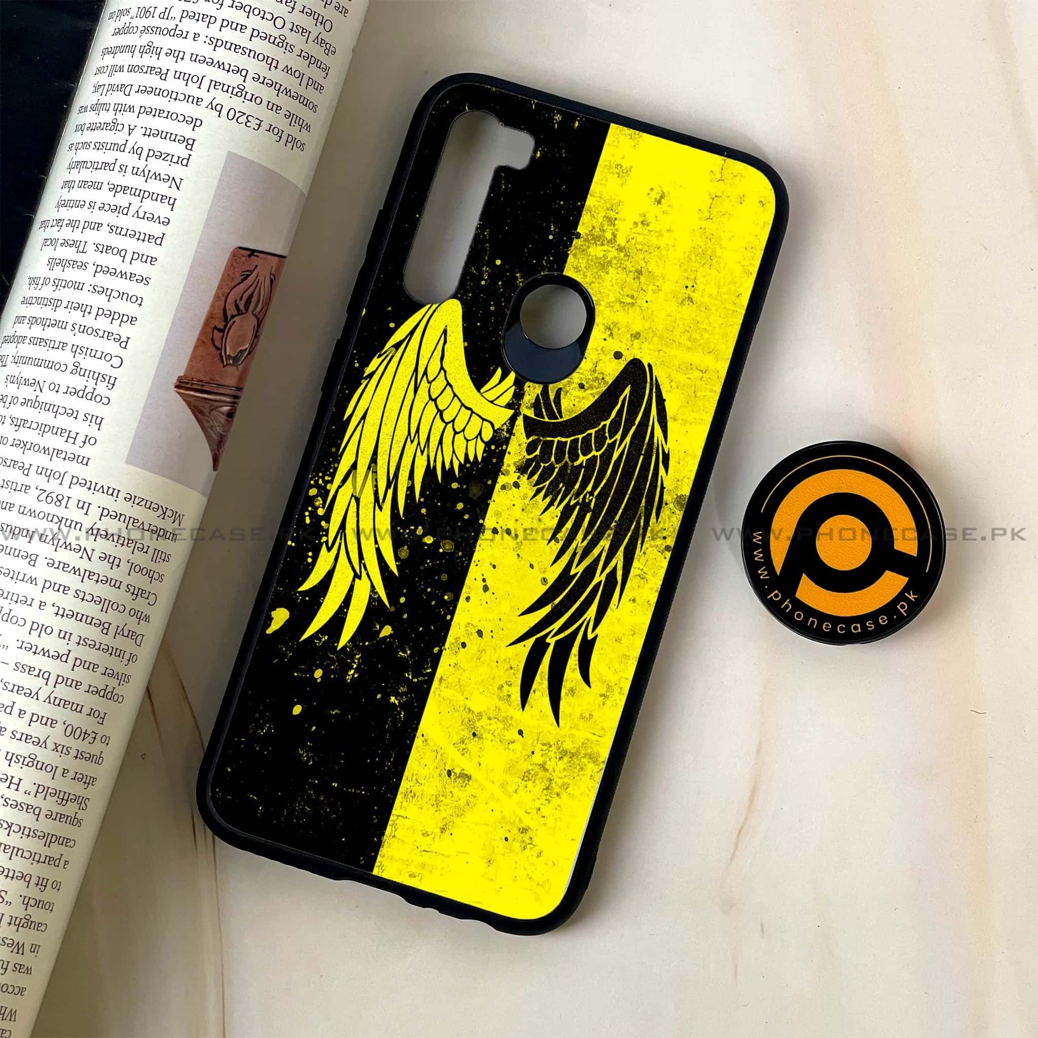 Redmi Note 8 - Angel Wings 2.0  Series - Premium Printed Glass soft Bumper shock Proof Case