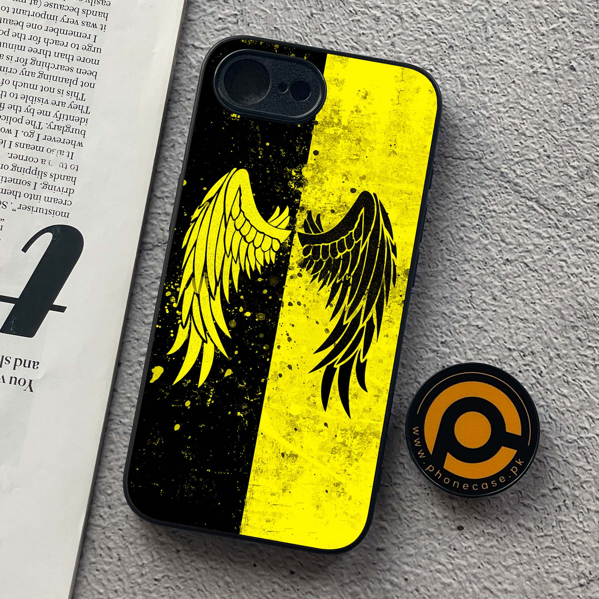 iPhone 16e - Angel Wings 2.0 Series - Premium Metal  Printed soft Bumper shock Proof Case